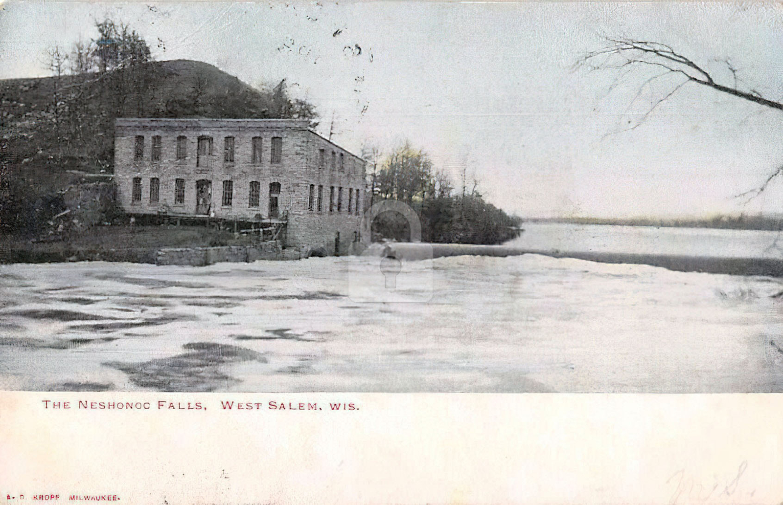 West Salem Wisconsin Neshonoc Falls Scenic View Postcard Copy