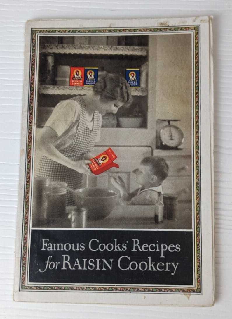 Vintage 1926 AD Cookbook Booklet Sunkist Raisins Famous Coos Recipes Rasin