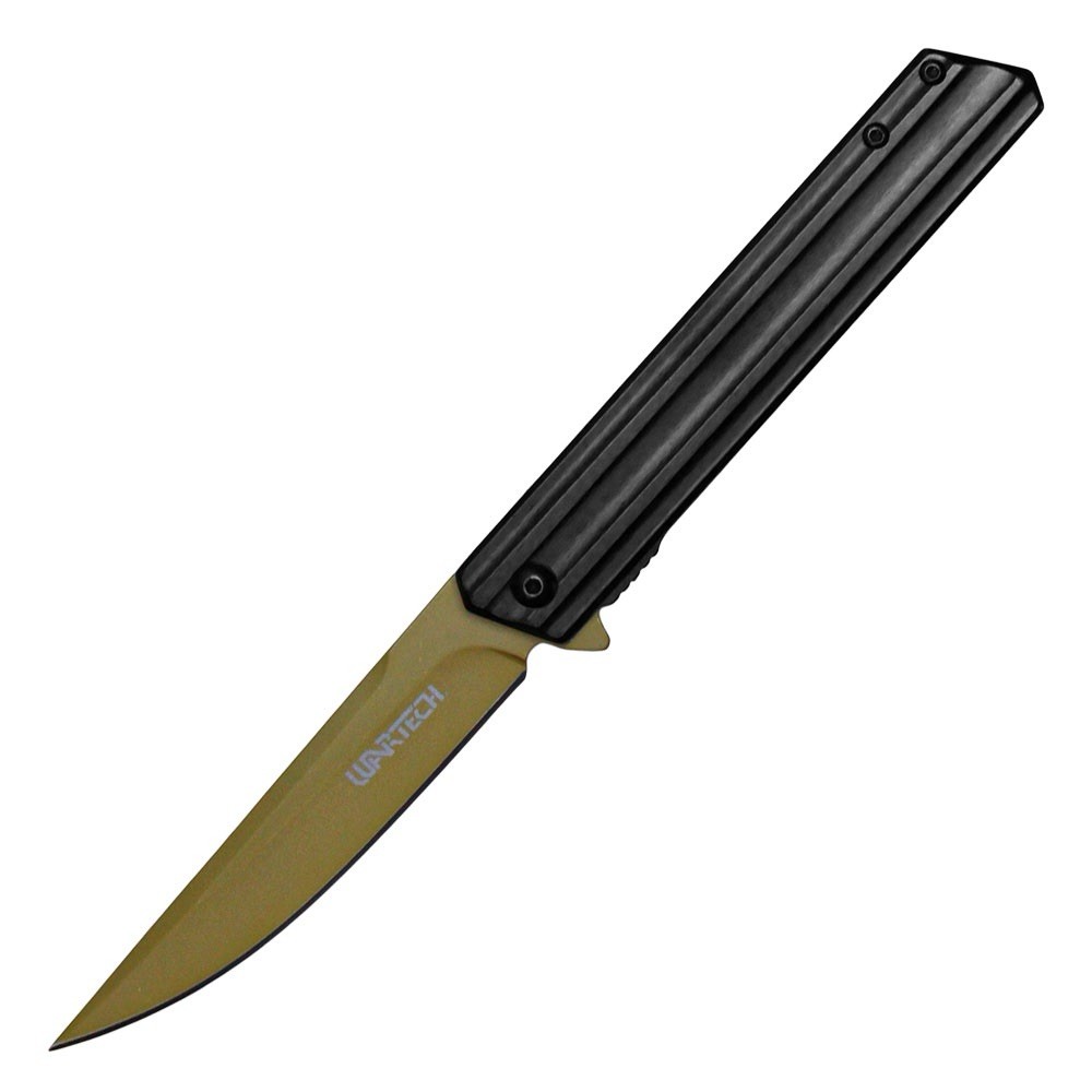 Wartech Folding Pocket Knife Assisted Opening 3CR13 Blade Black/Gold