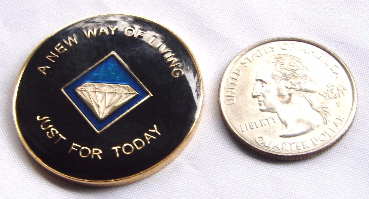 Narcotics Anonymous Blue Gold 22 Year Medallion NA Clean Coin Chip Token