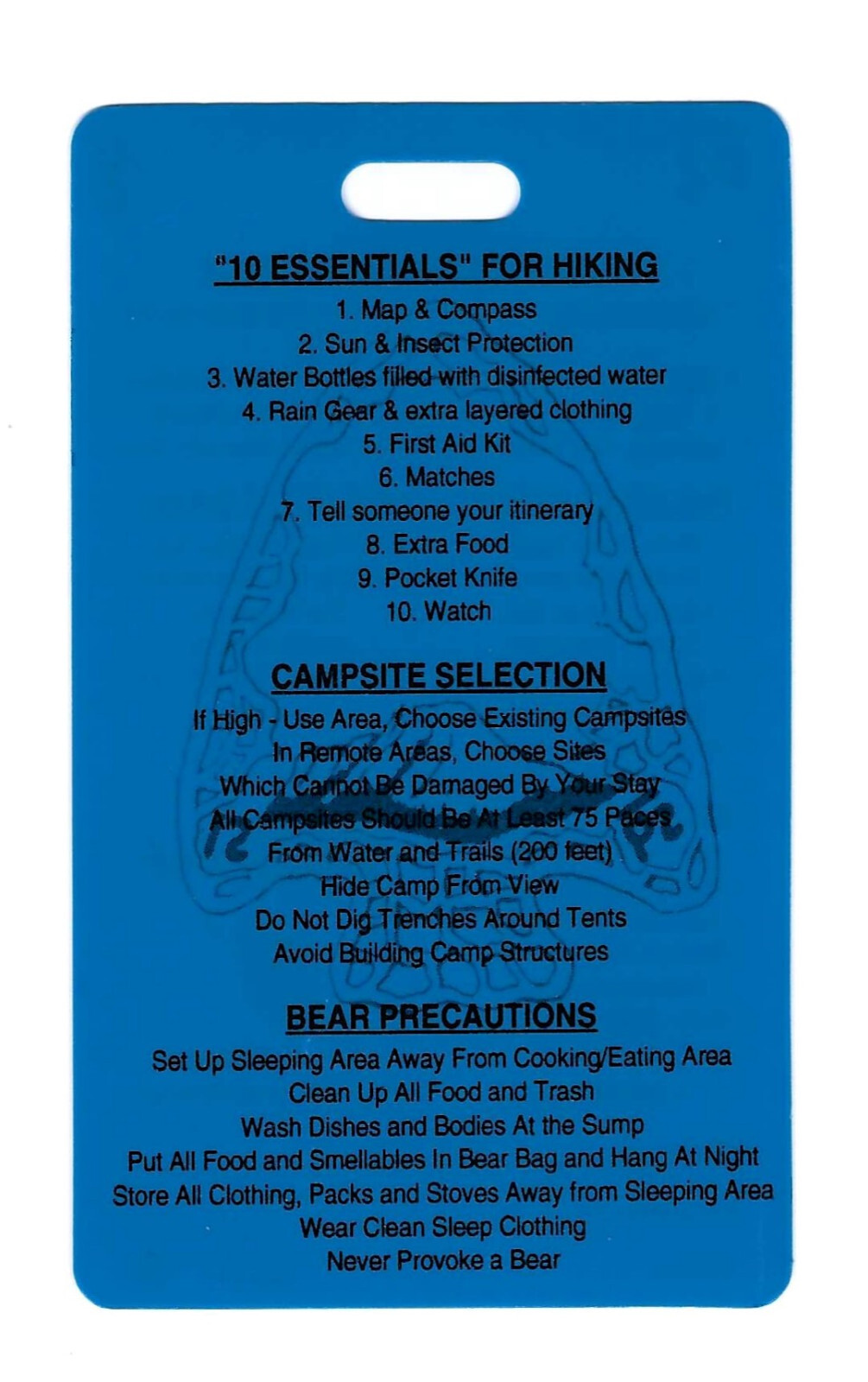 PHILMONT SCOUT RANCH * BLUE PLASTIC BACKPACK TAG * FRONT & BACK VIEWS
