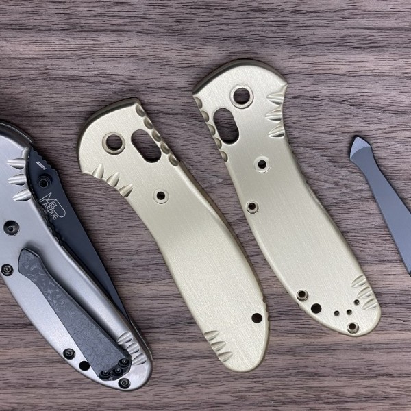 Benchmade Griptilian Scales – Titanium Zirconium Brass Copper Replacement