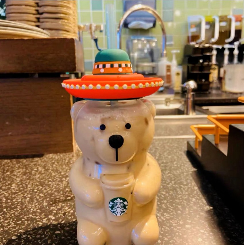 Starbucks New Lami Bear Straw Glass Cup Water Cup 500ml /17oz tumbler