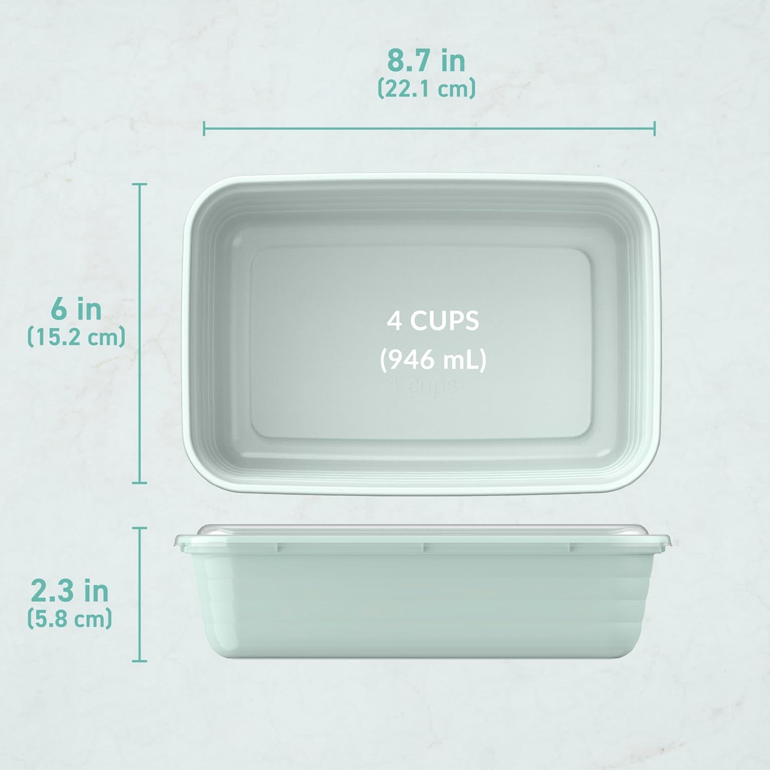 Bentgo Prep 20-Piece 1-Compartment Meal Prep Containers Mint