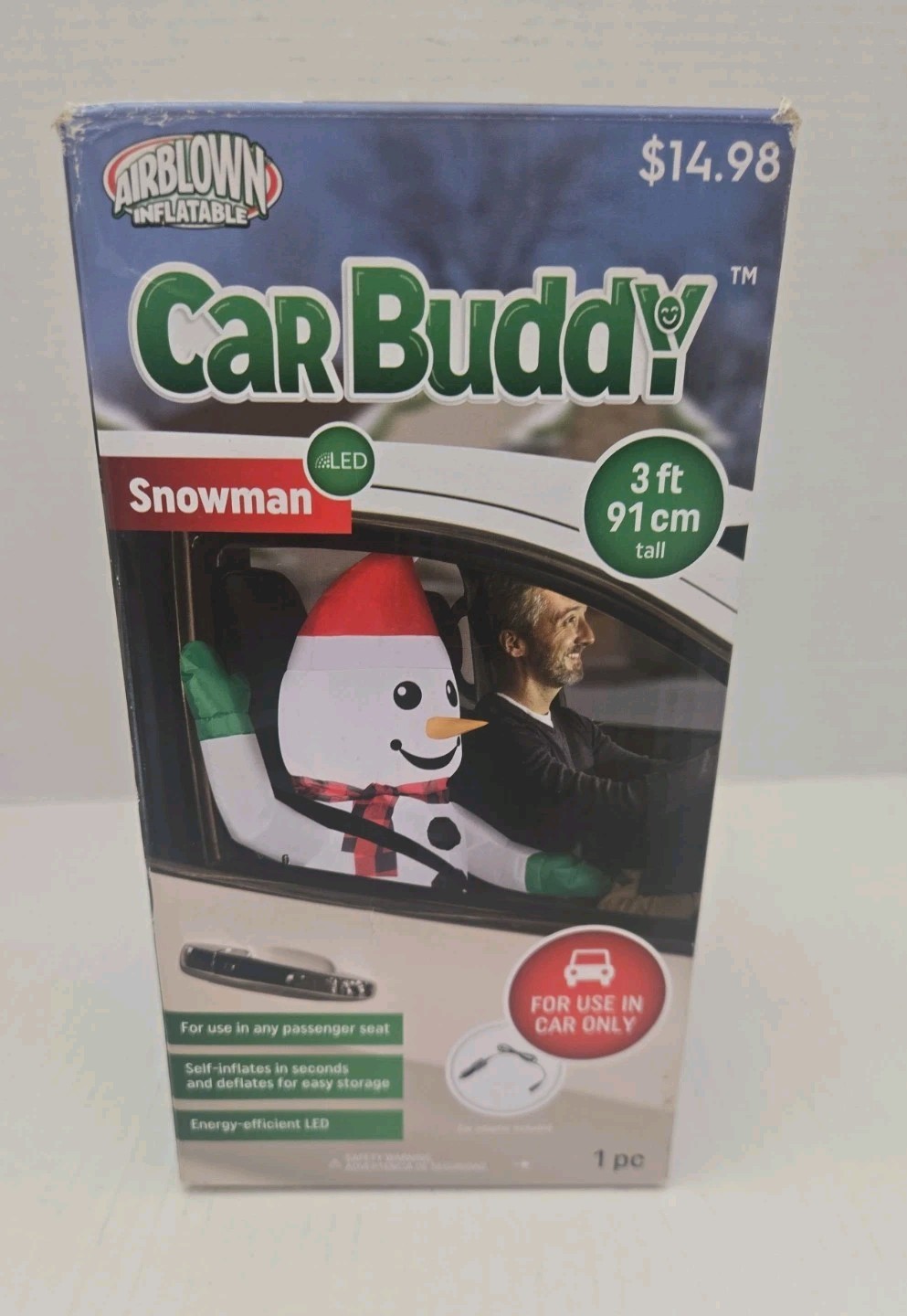 Gemmy Airblown Inflatable Snowman Car Buddy 3 Ft Energy Efficient LED Christmas