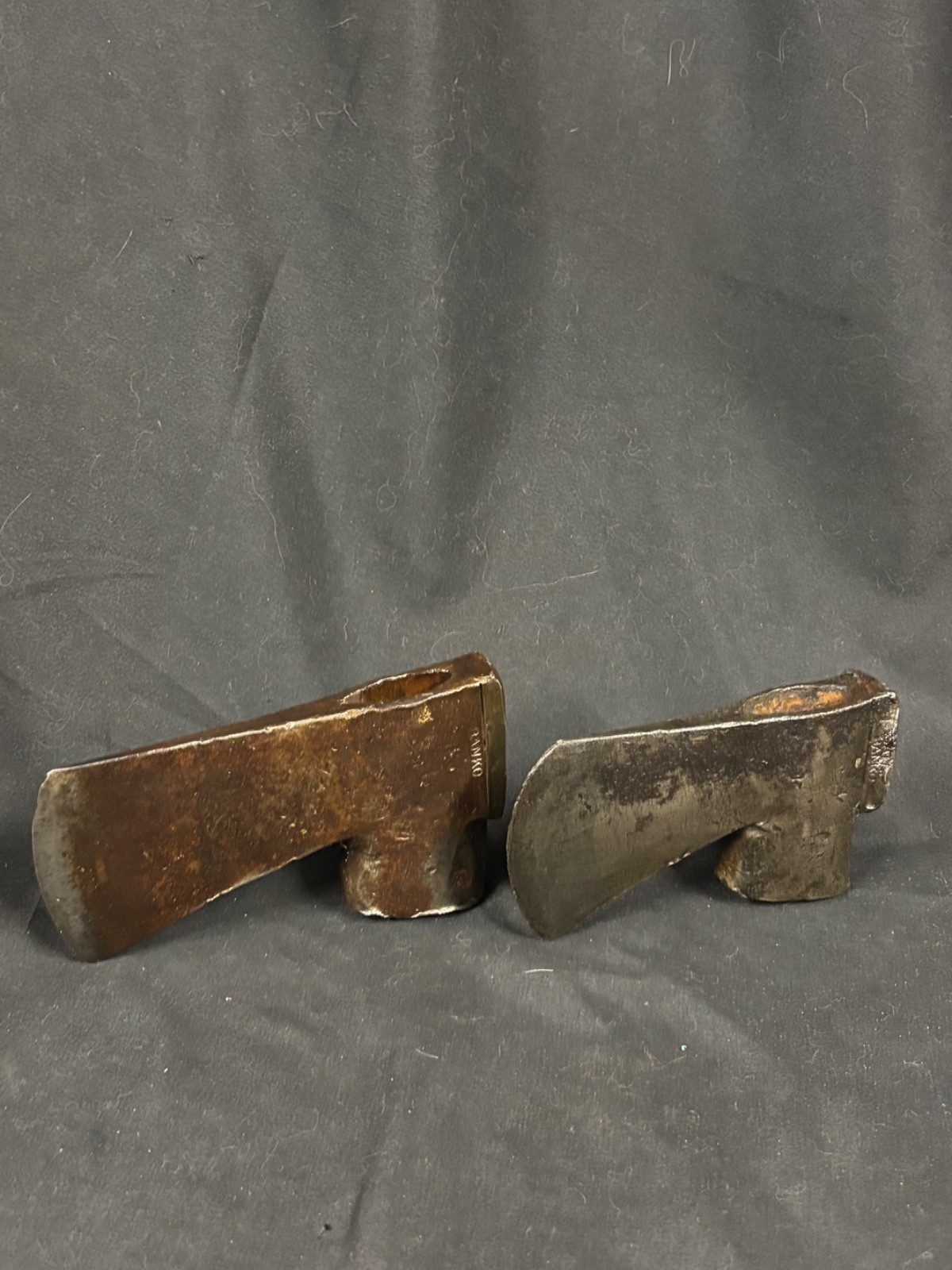 2x Vintage Sater Banko Collared Axe Heads Sweden 0.94 kg + 0.66 kg Carpenter Axe