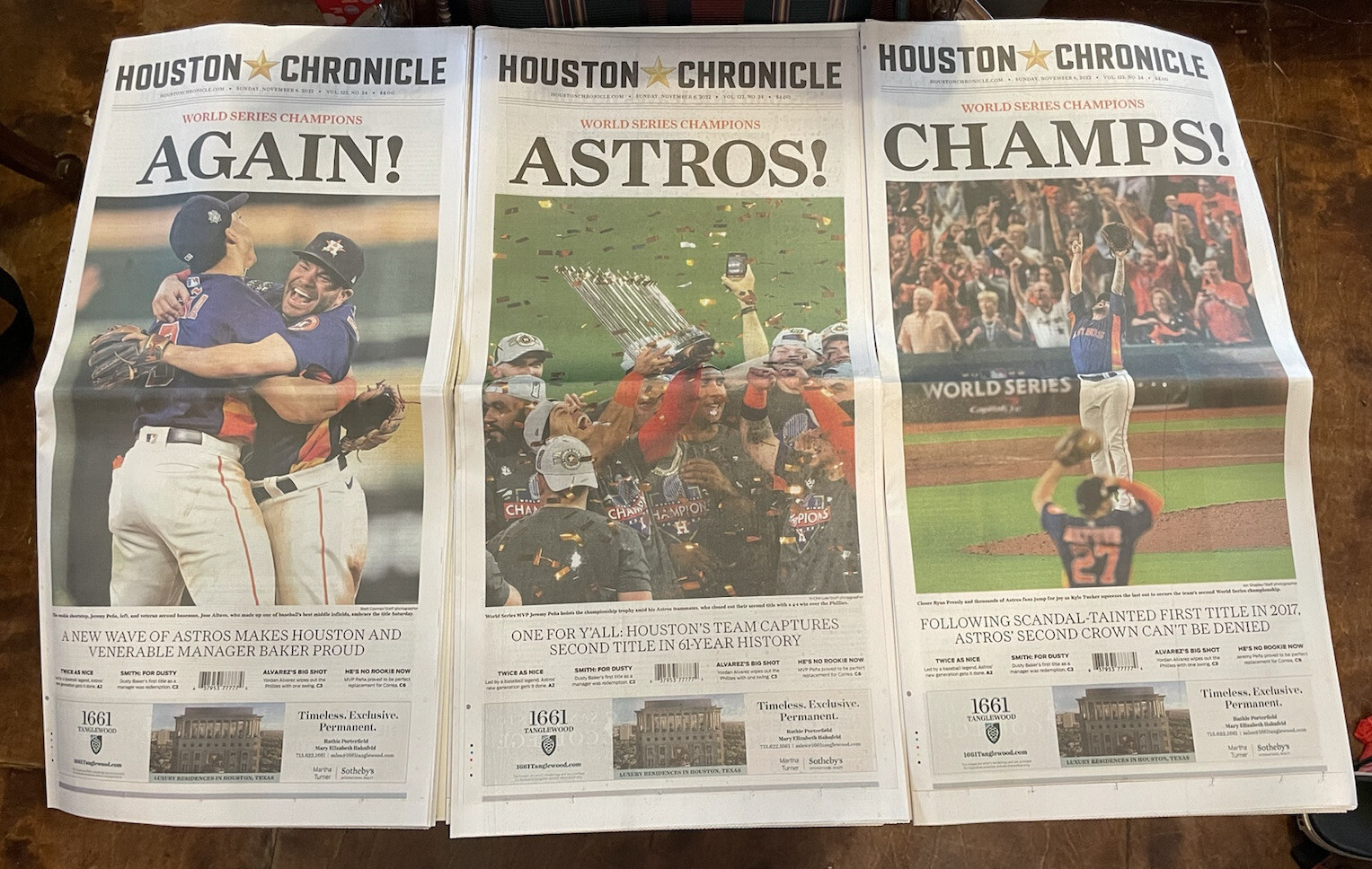 All Three 2022 World Series Houston Astros Houston Chronicle Newspaper’s