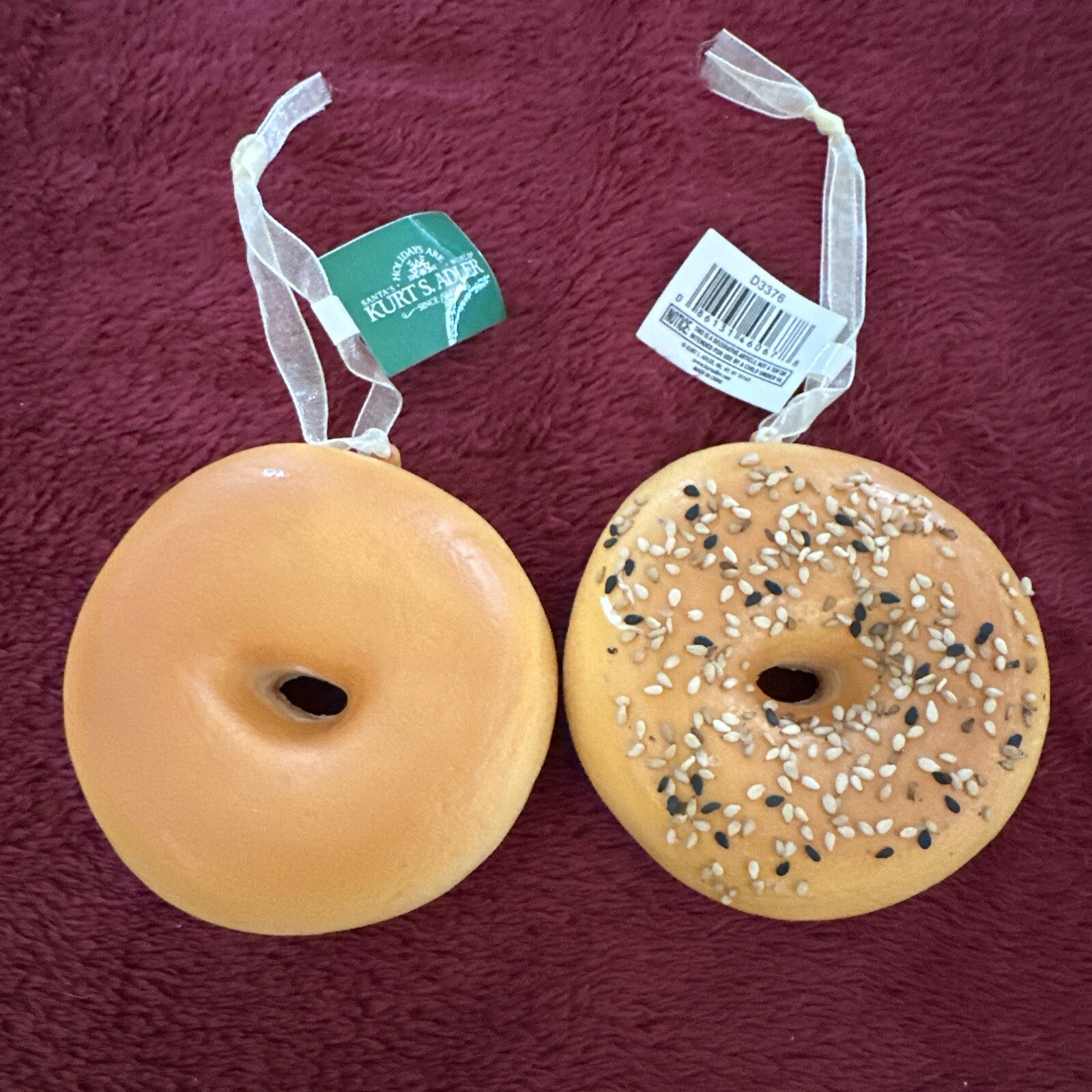 Kurt S Adler Ornament Plain Everything Bagel Faux Food Foam Christmas Bakery