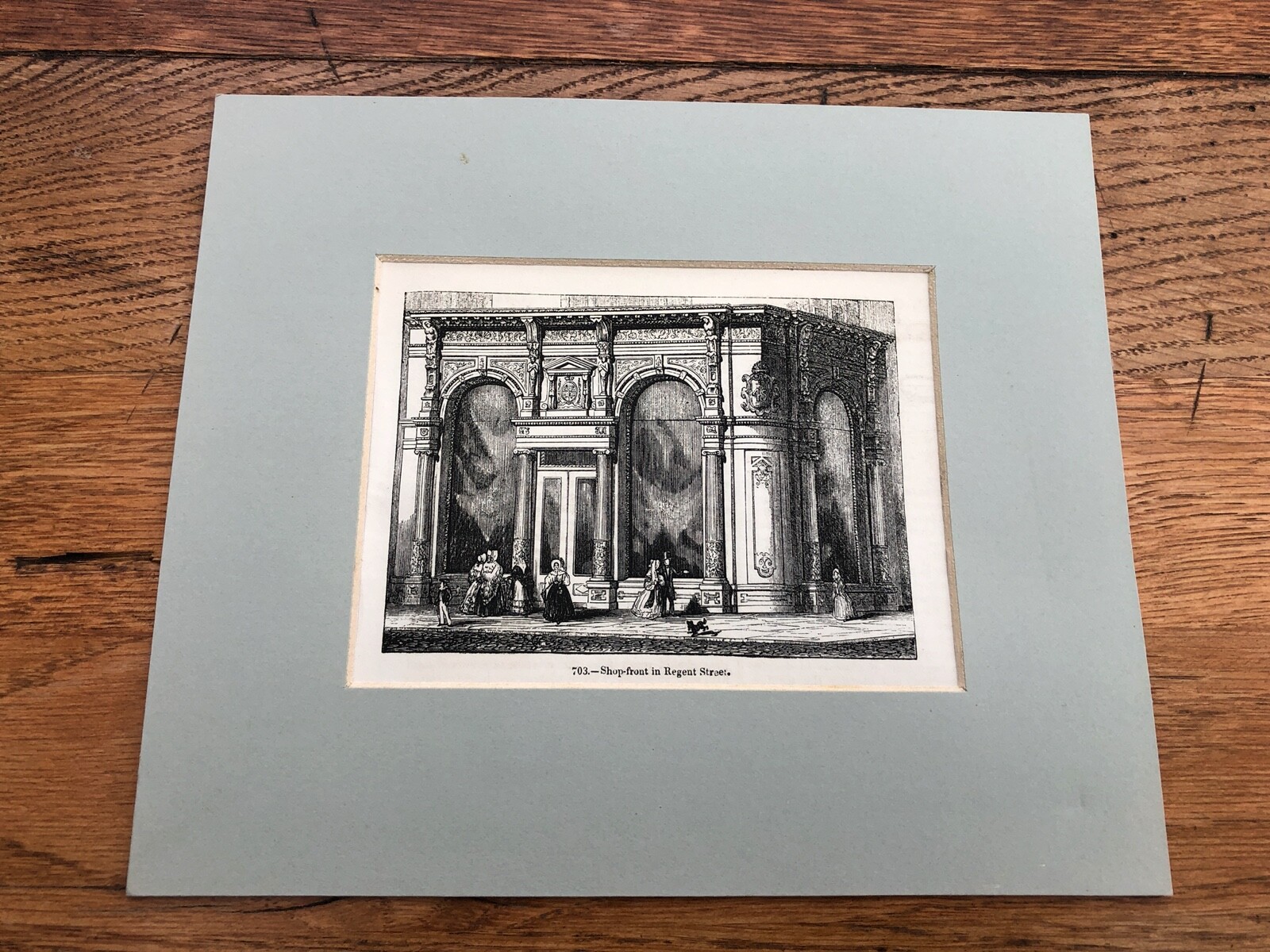1847 small mounted print ! shop – front in regent street