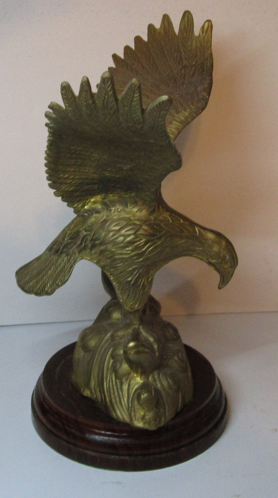 Large Brass Eagle Catching Fish Statue 11″ Wing Span India 4.2 Pounds India