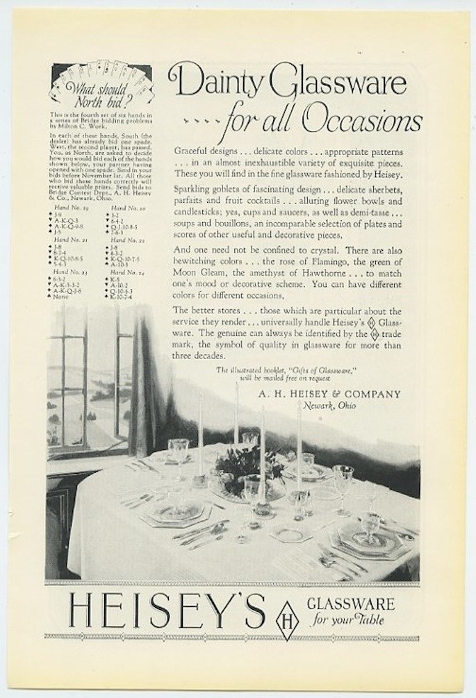 Heisey Dainty Glassware for All Occasions Graceful Designs 1927 Vintage Ad