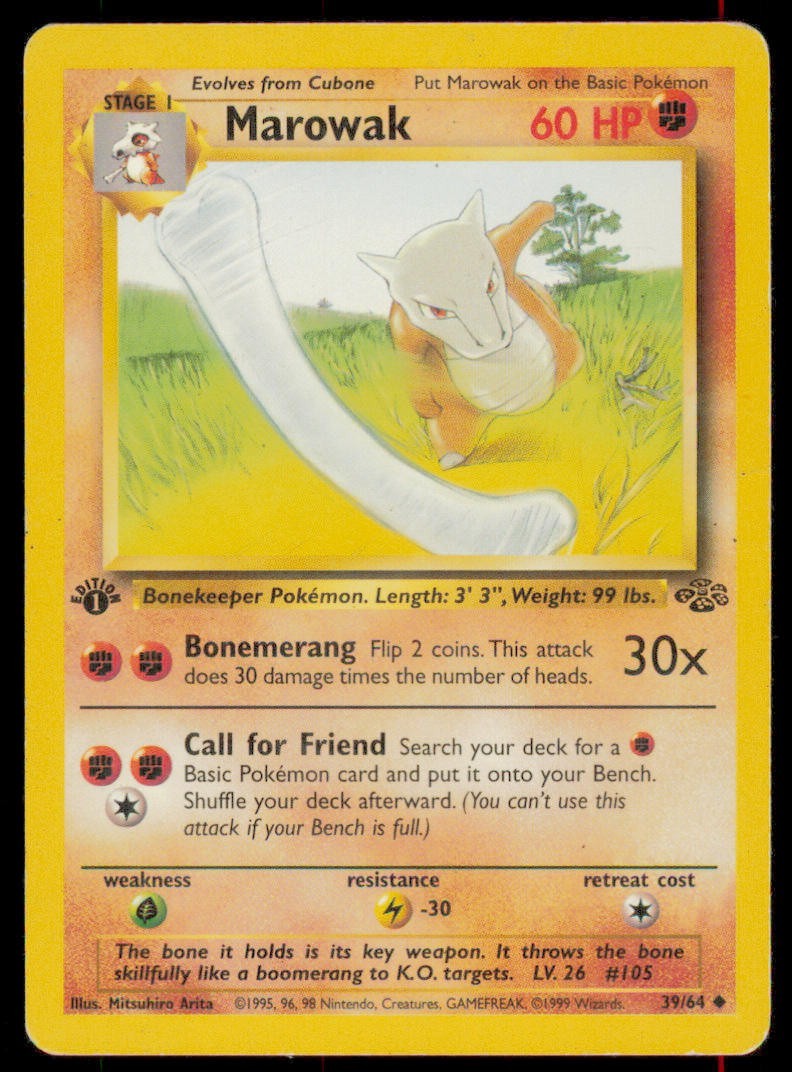 Marowak 39/64 1st Edition Uncommon Jungle Pokemon Heavily Played
