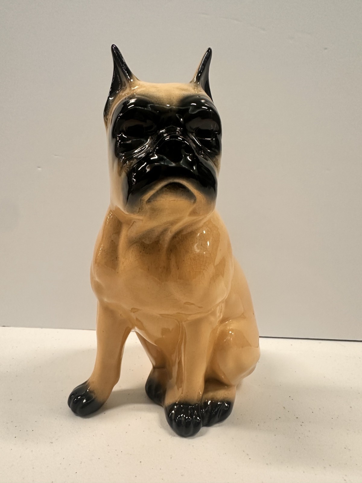 Vintage 1950s CLAES Boxer Dog TV Lamp Ceramic MCM