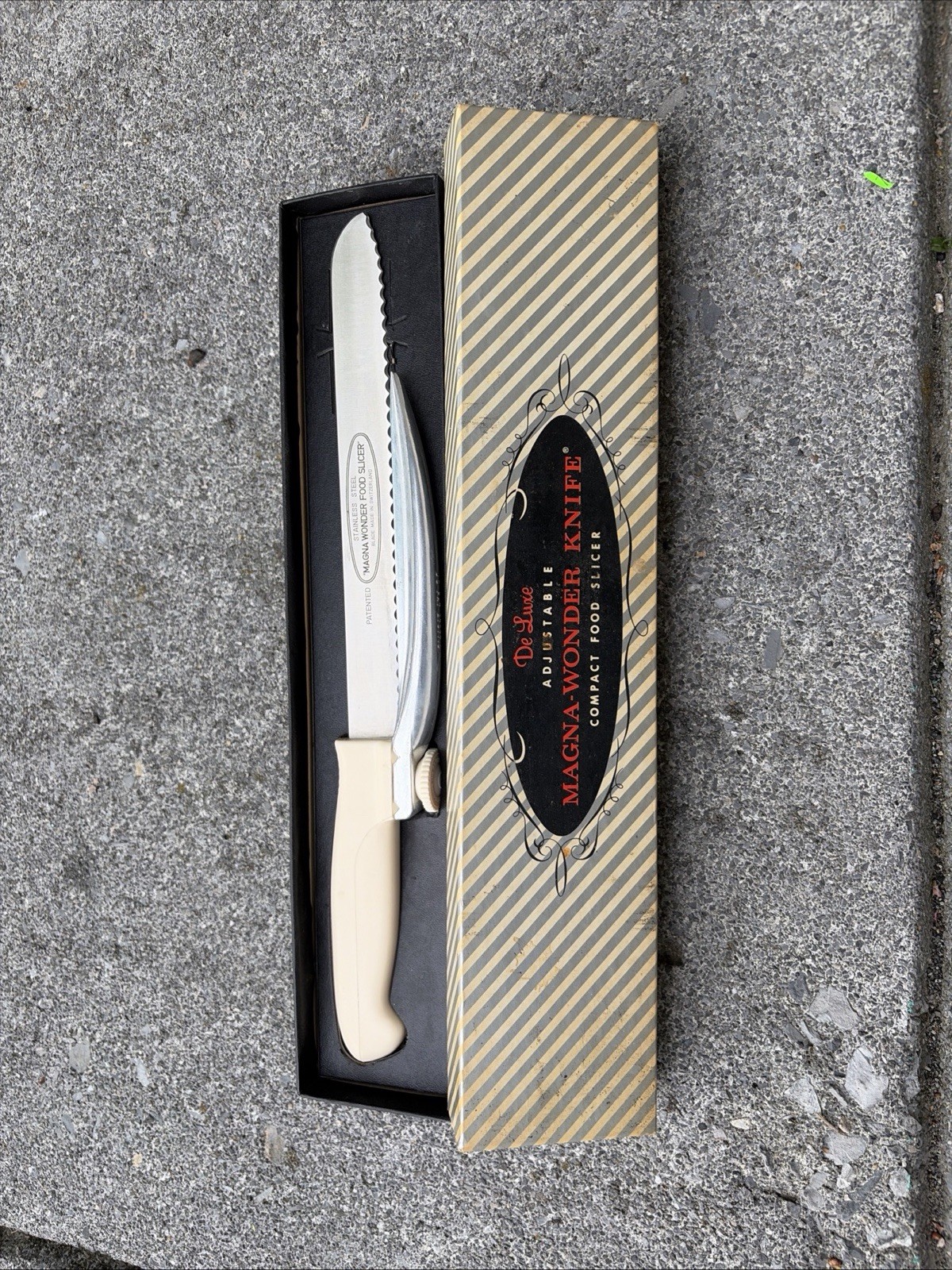 VTG Magna Wonder Knife Deluxe Adjustable Food Slicer w/Original Box & Paper
