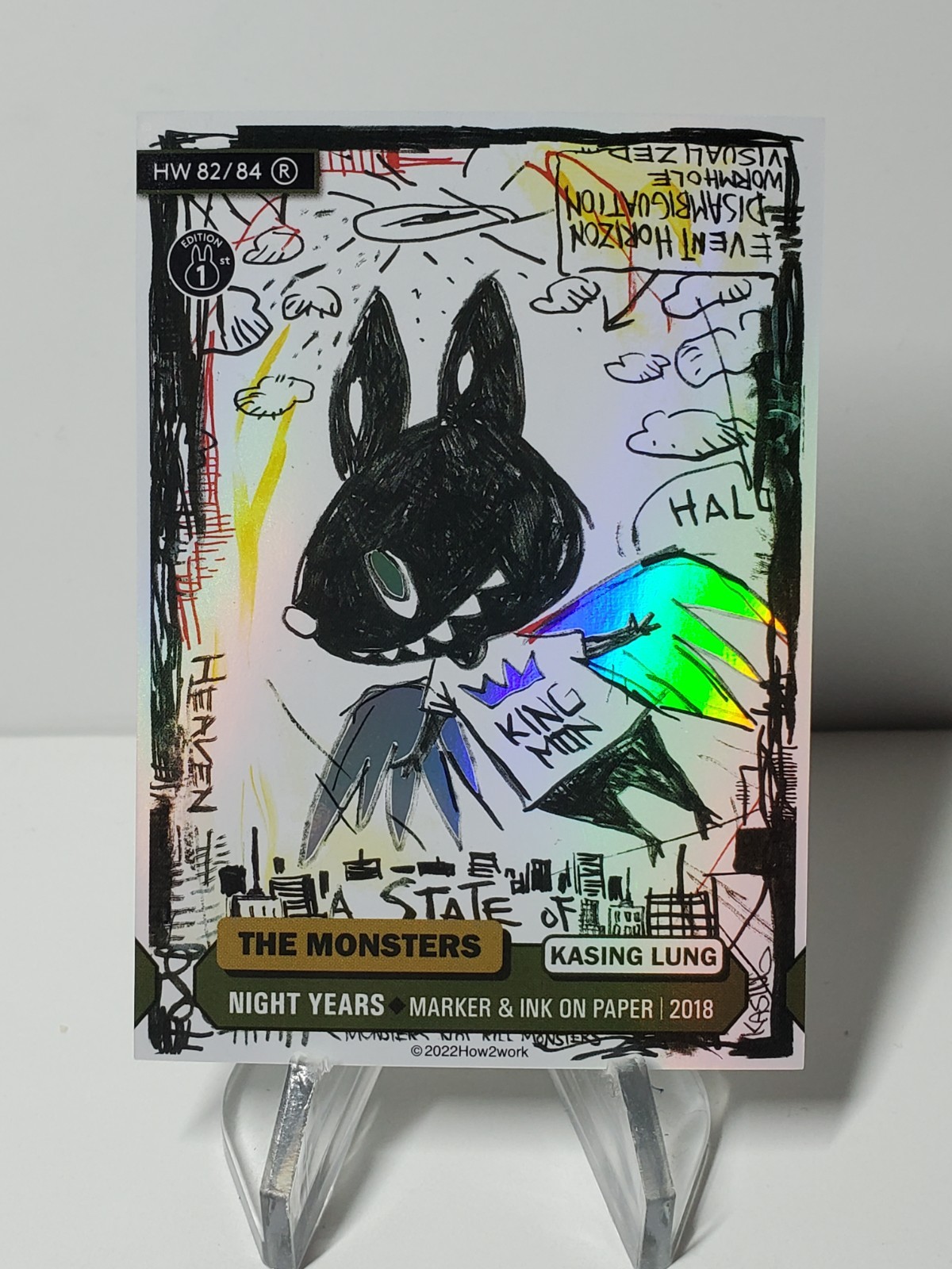 🔥RARE HOLO! 2022 How2Work THE MONSTERS Series #1 Labubu “NIGHT YEARS” 82/84 R🔥