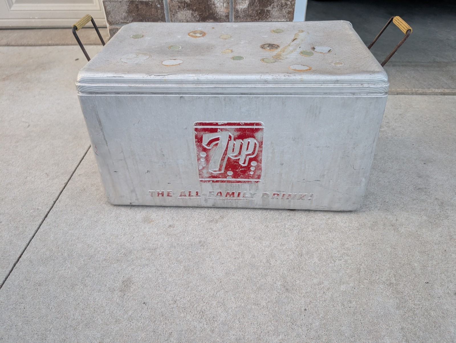 Vintage 7up The All Family Drink Embossed Metal Cooler