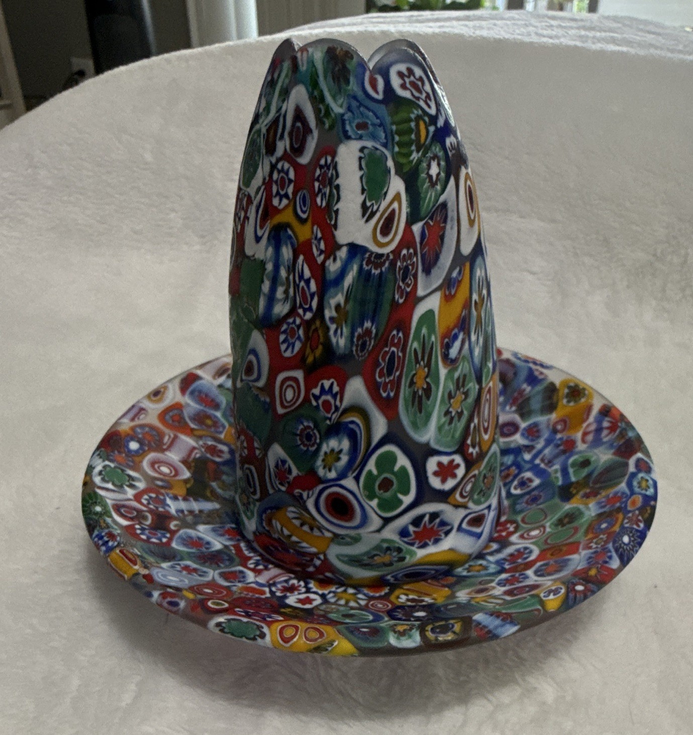 Vintage Murano Italy Art Glass fairy lamp/light millefiori Fratelli Toso Rare