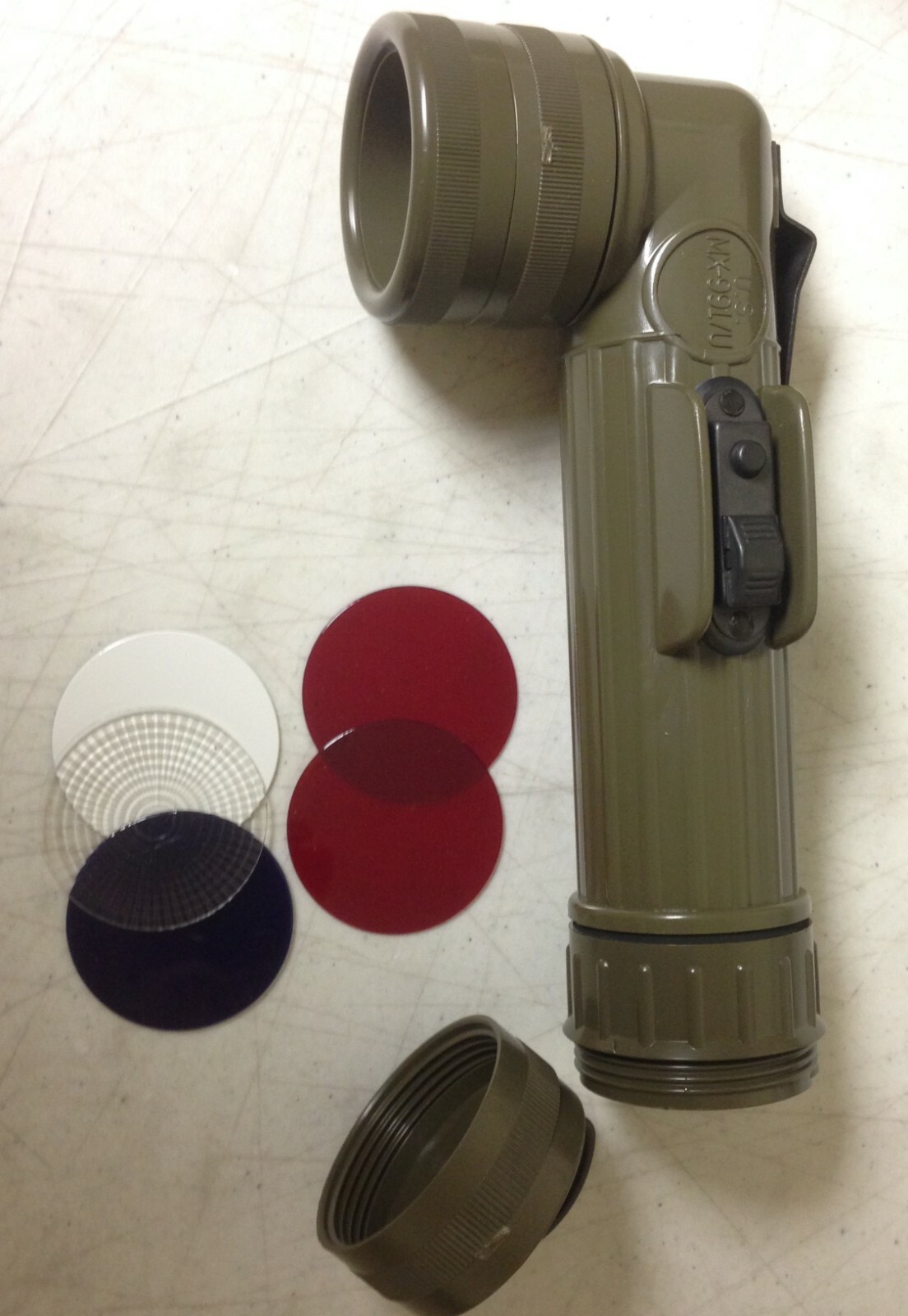 Fulton MX-991/U Angle Head Flashlight US Military “OD Green” New in Box!