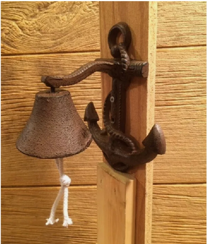 Handcrafted Nautical Decor Rustic Copper Cast Iron Wall Mounted Anchor Bell 8″
