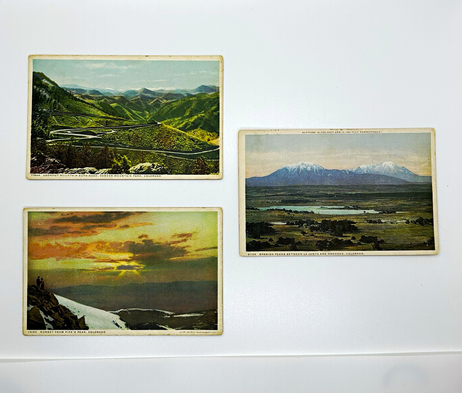 Vintage Colorado Mountain Landscape Postcards Set of 3, Unposted, Linen