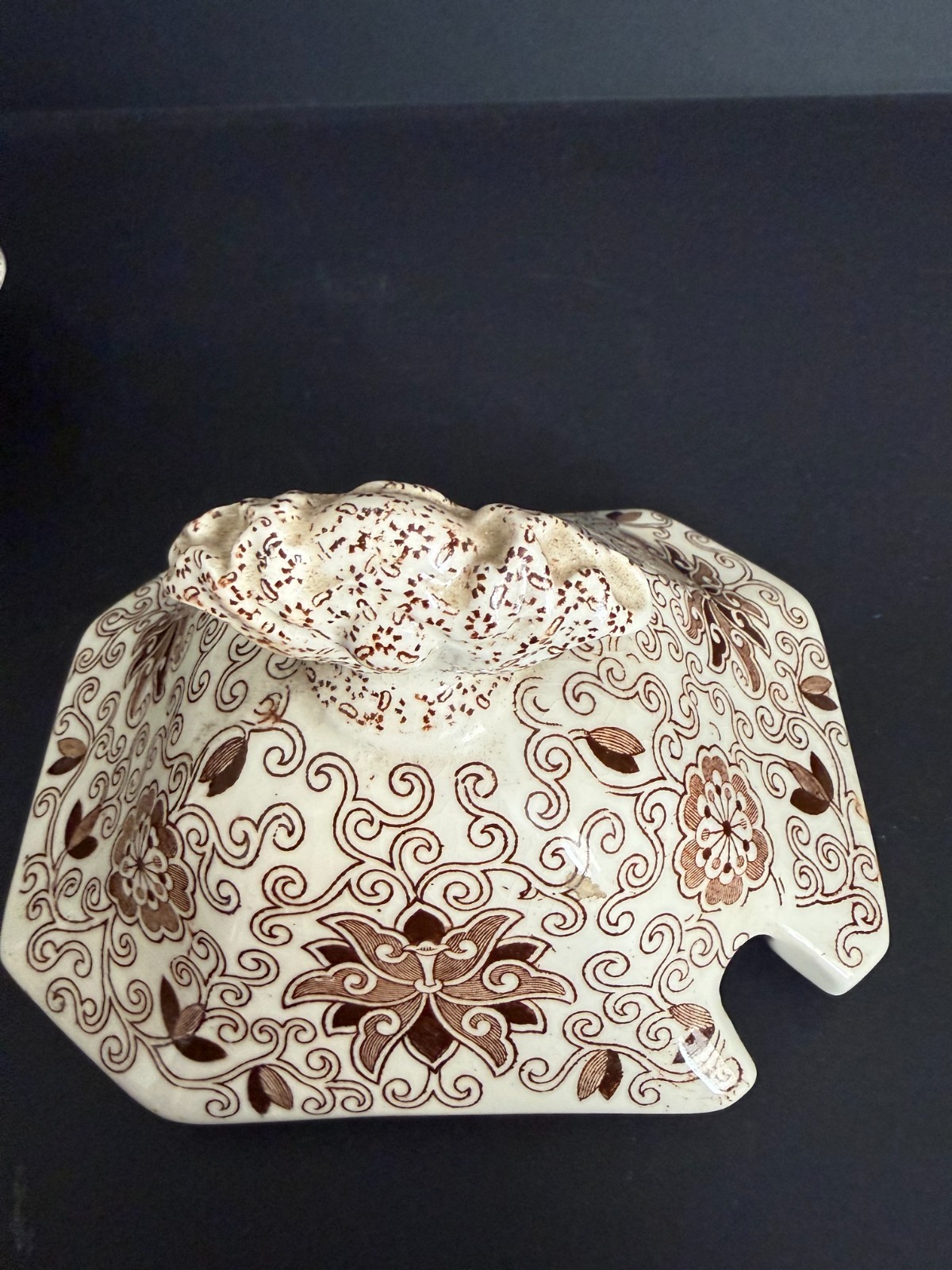Unique Mason’s Bow Belles (Brown Tansferware) Sauce Tureen – c. 1940’S