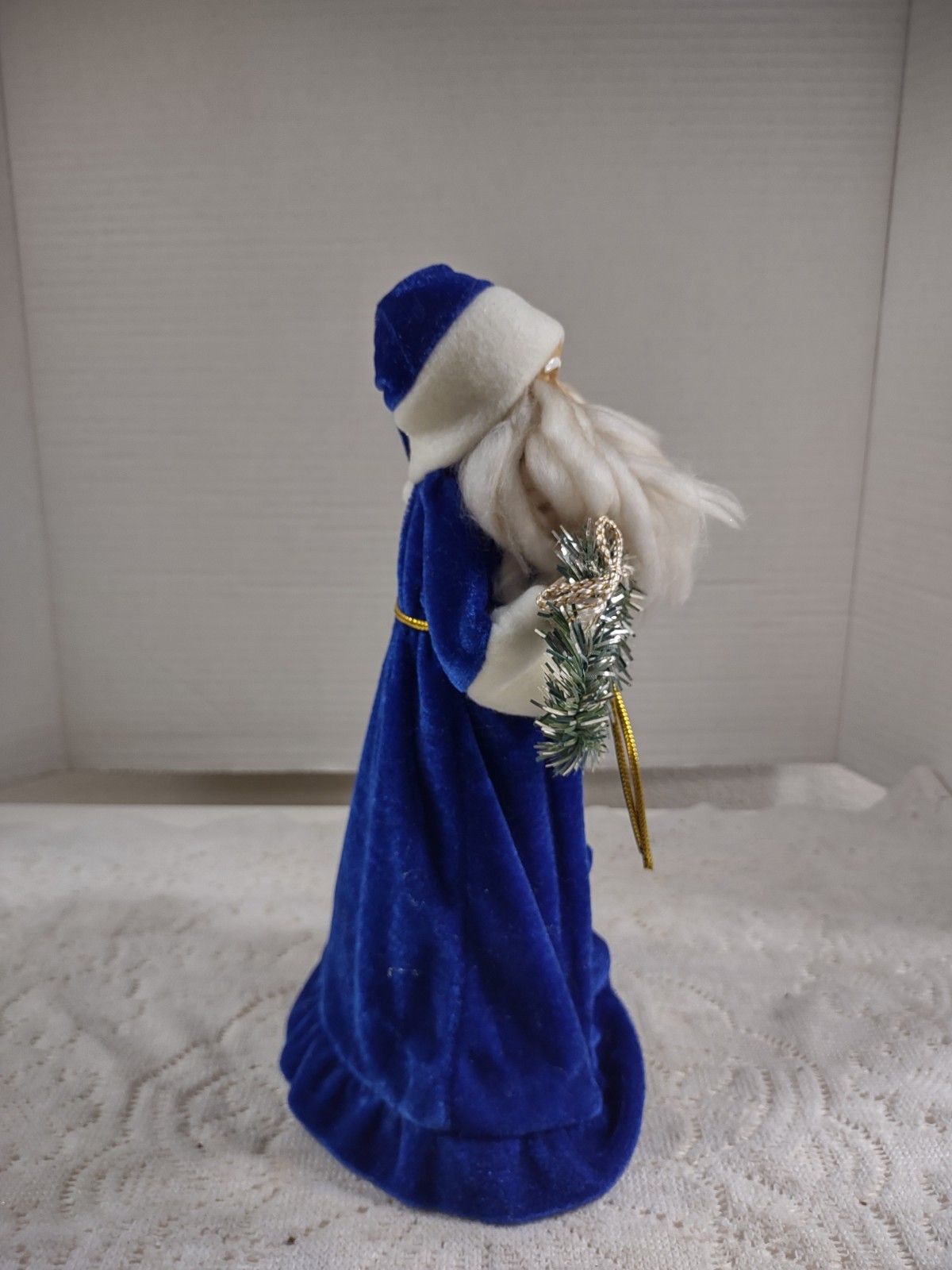 Blue Velvet Robe Wizard Woodland Santa Tree Topper Shelf Sitter Christmas Figure