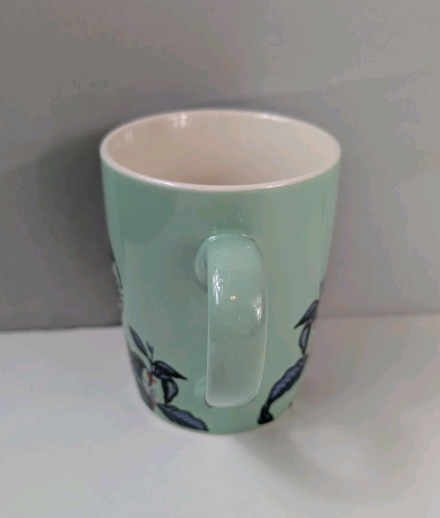 2021 Starbucks 10 Fl. Oz. Light Green Logo And Flowers Coffee Mug Tea Cup