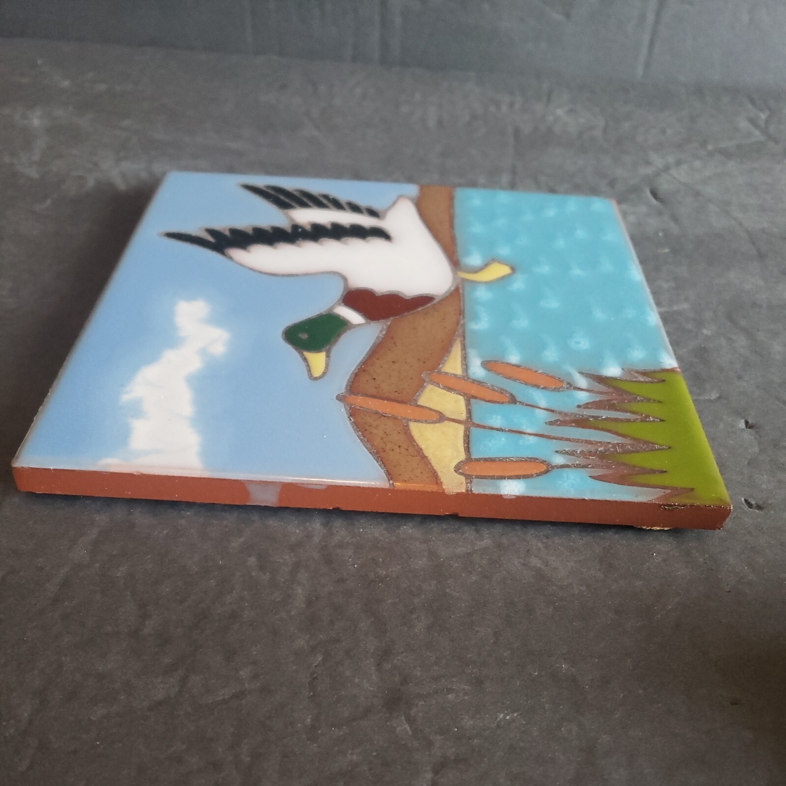 Edilgres SPA Ceramic Tile Trivet Mallard in Flight Made In Italy 6 7/8″x6 7/8″