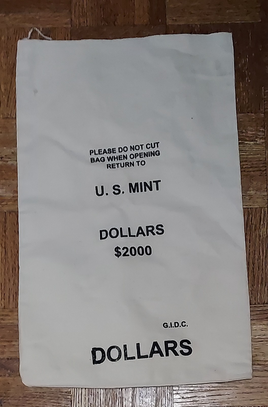 Unused from U.S. Mint $2000 Dollars Canvas Money Silver Dollars Bank Bag Empty