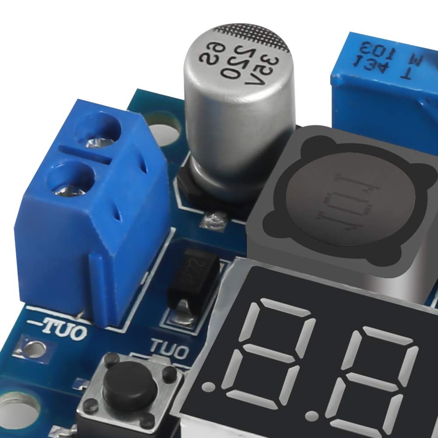 2pcs LM2596 Adjustable Voltage Regulator 4.0-40V to 1.25-37V DC 36V to 24V to…