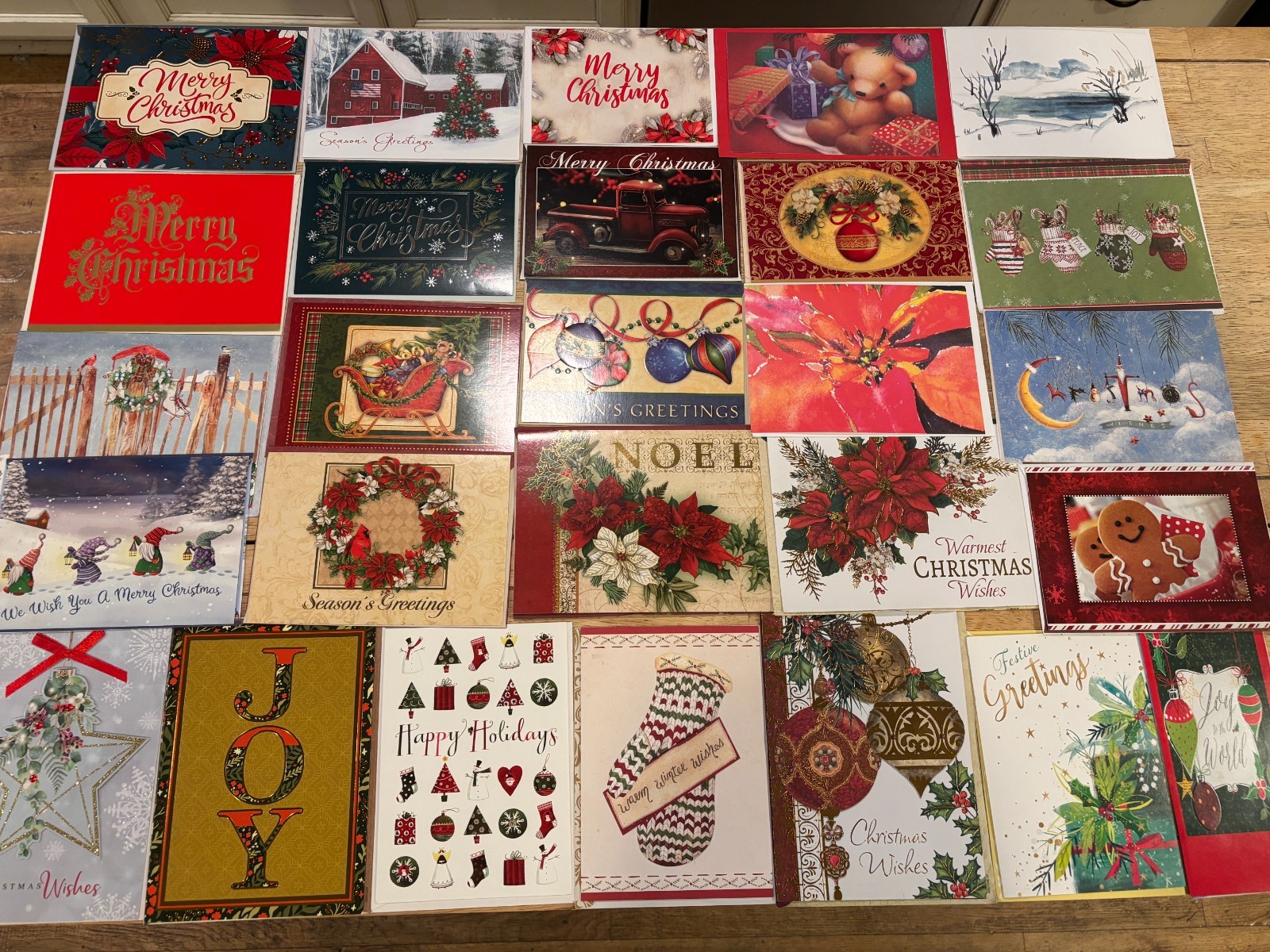 Christmas Holiday Greeting Cards w/Envelopes – Assorted Group – Lot of 27