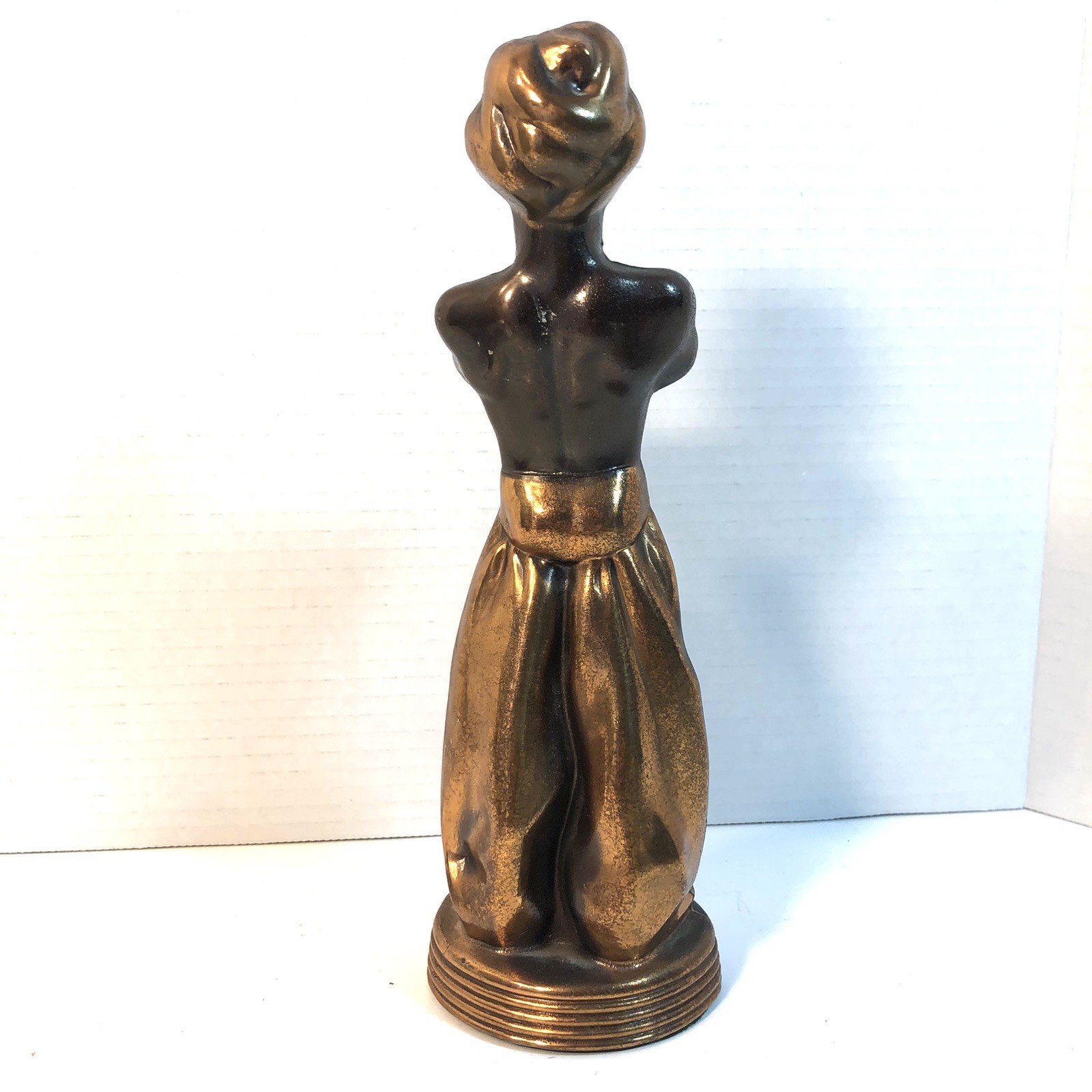 Vintage 1950s Bronze Metal and Copper Blackamoor Genie Statue 9.5in Tall