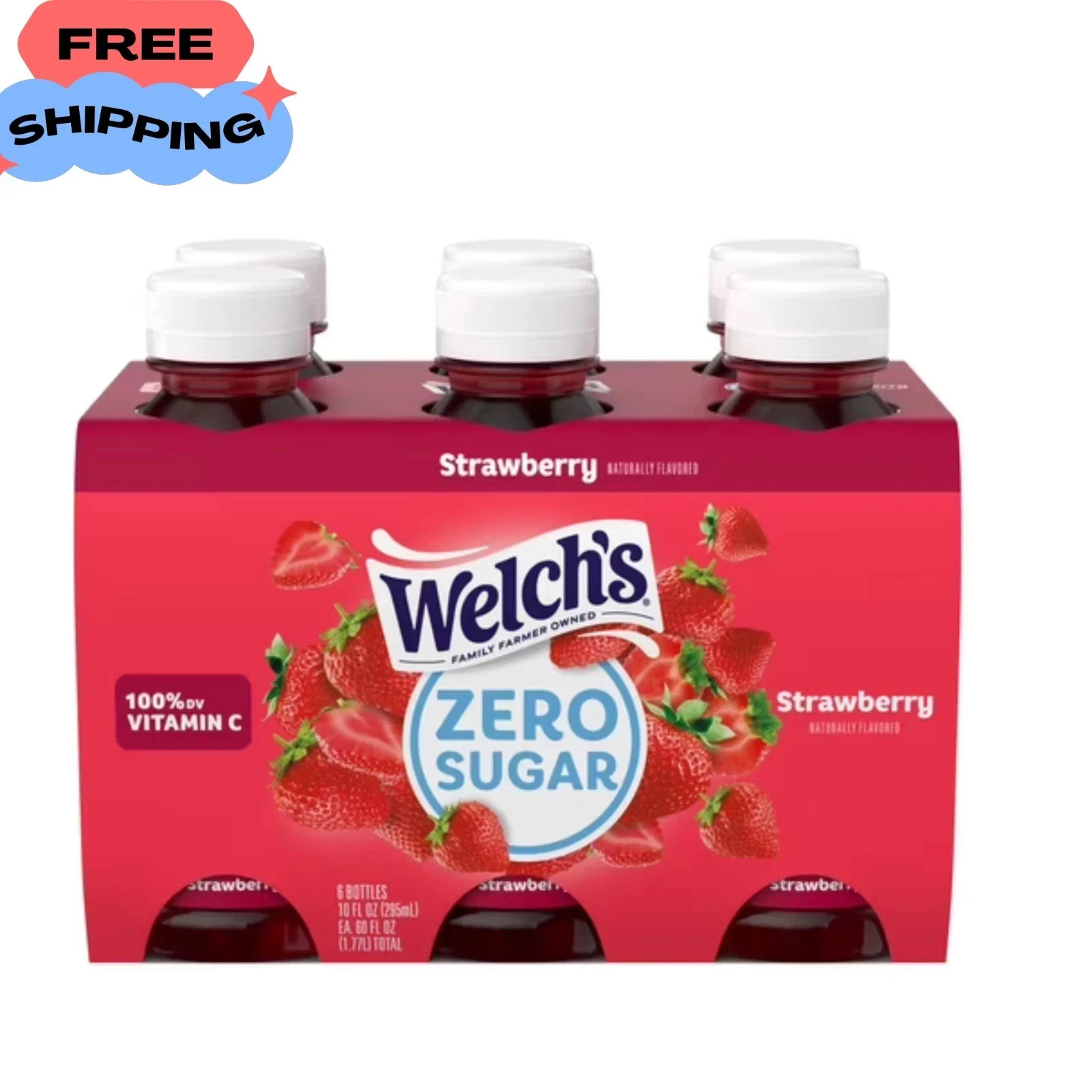 Welch’s Strawberry Zero Sugar Beverage 10 fl oz Bottle-free shipping