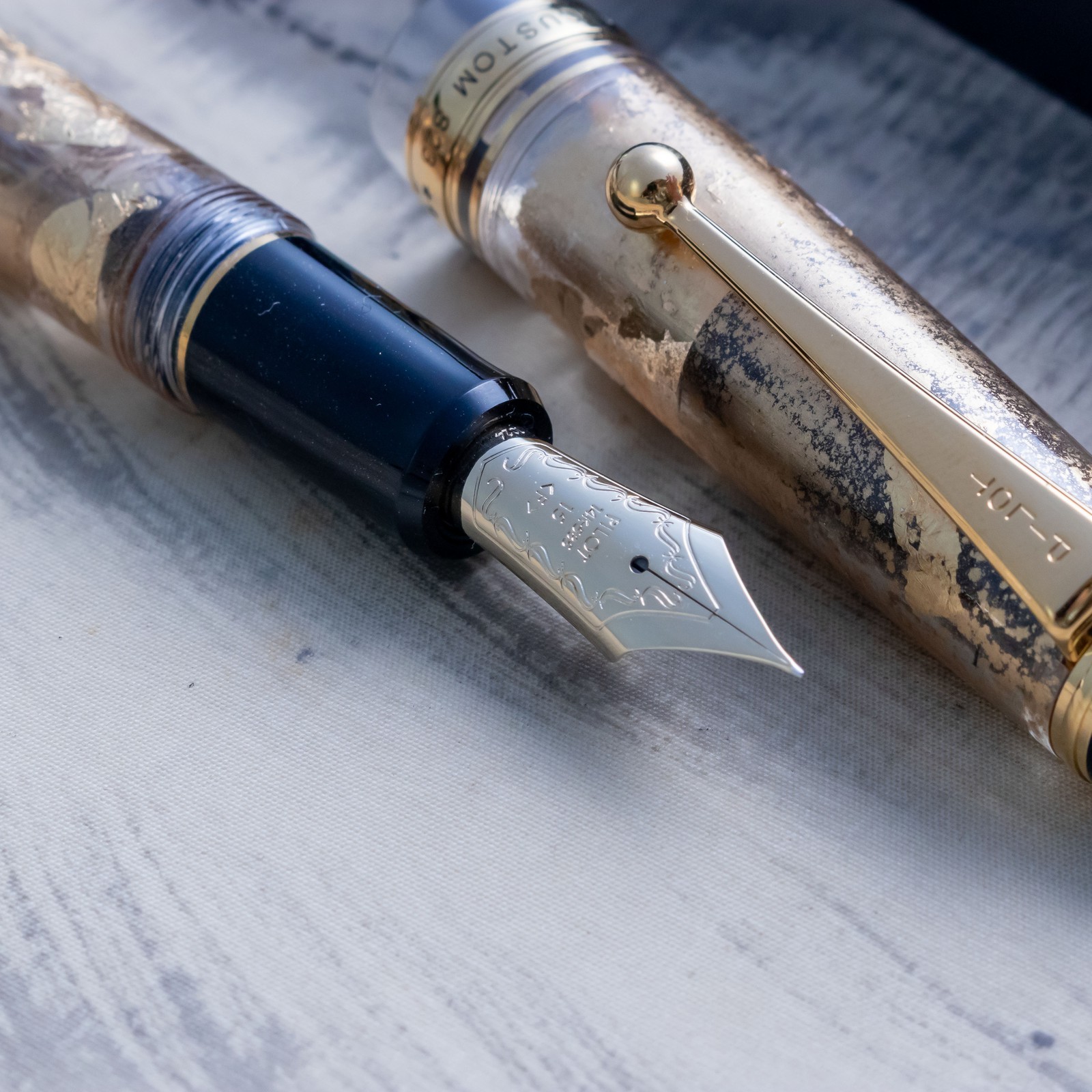Customized Pilot Custom 823 Clear Golden Autumn Fountain Pen 14K Gold Nib