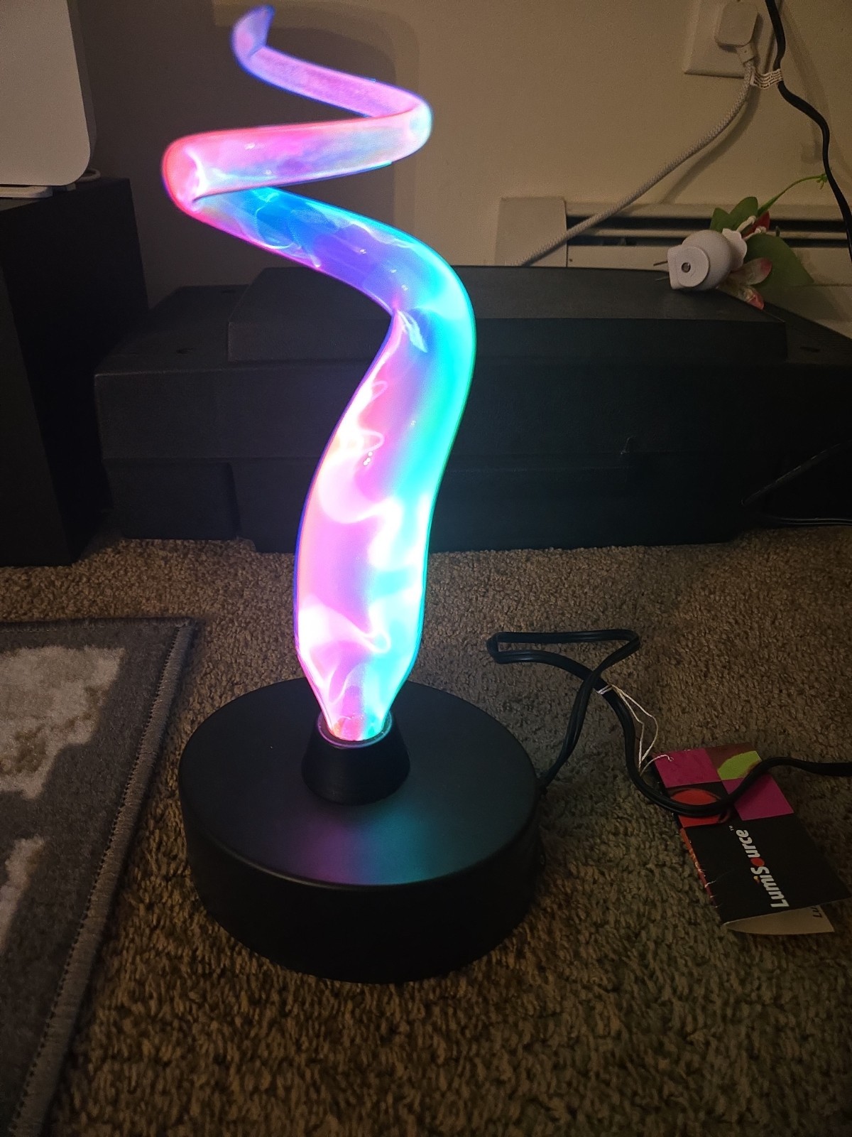 Vintage Lumisource Electra Spiral Sculpture Plasma Motion Lamp Light Blue Swirl