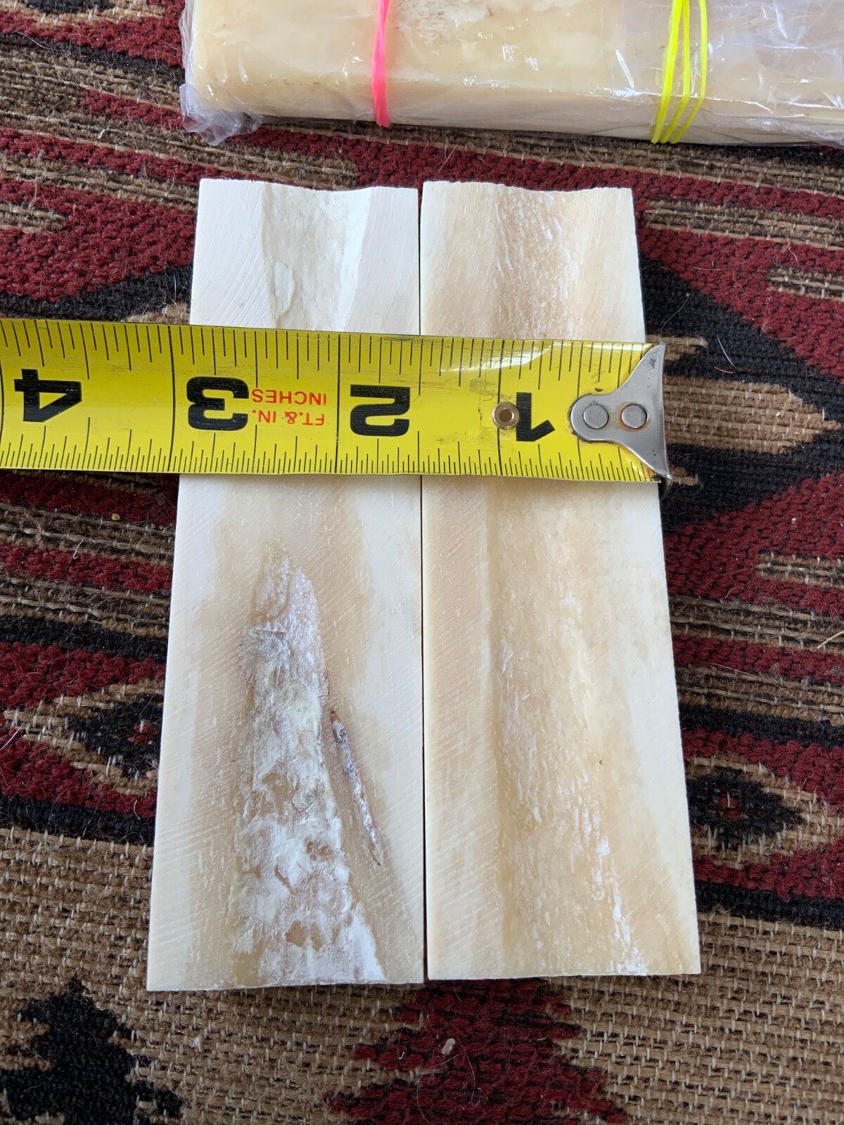 CAMEL BONE Natural outer bark KNIFE HANDLE MATERIAL SCALES 5” X 1 1/2”, no fill