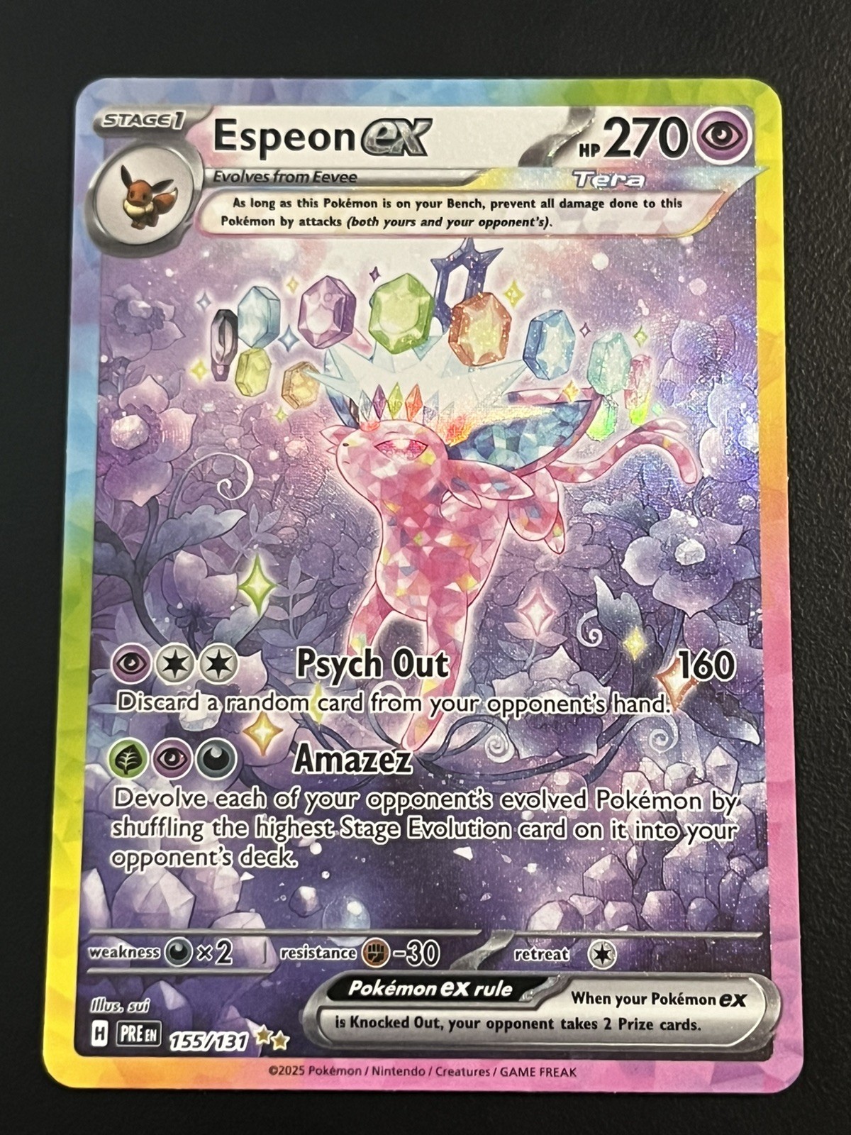 Pokémon Prismatic Evolutions Espeon ex 155/131 Special Illustration Rare SIR NM