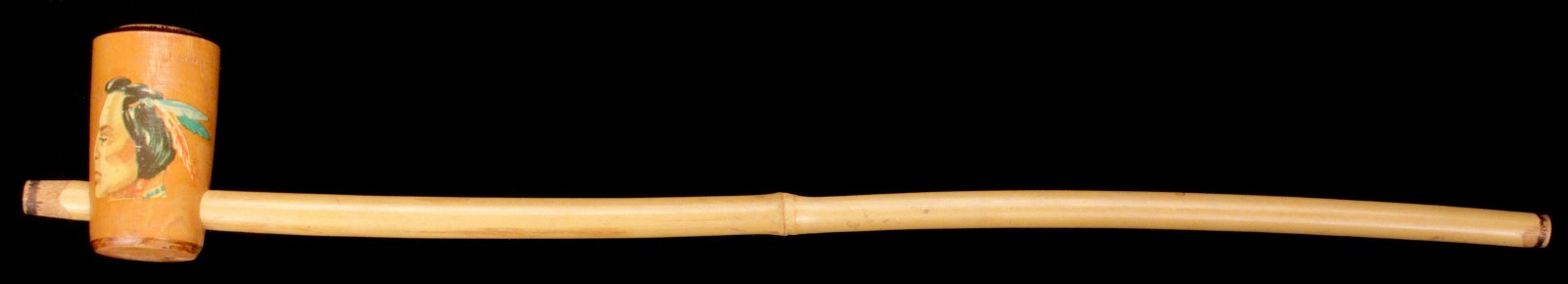 Vintage Hollywood Tourist Souvenir Indian Chief Wood Peace Pipe Native American