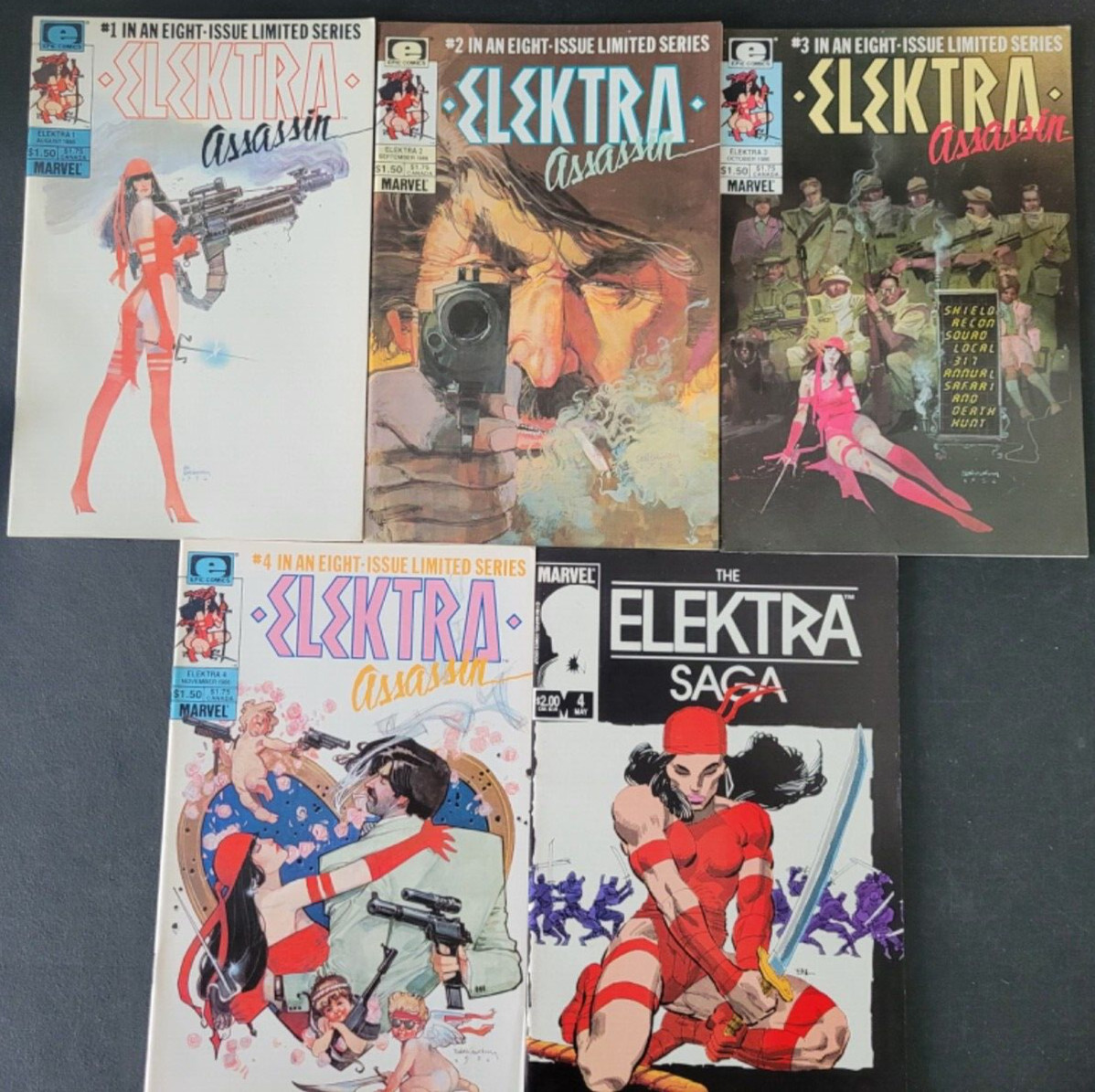 ELEKTRA ASSASSIN #1 2 3 4 (1986) MARVEL EPIC FRANK MILLER! SIENKIEWICZ! BONUS!