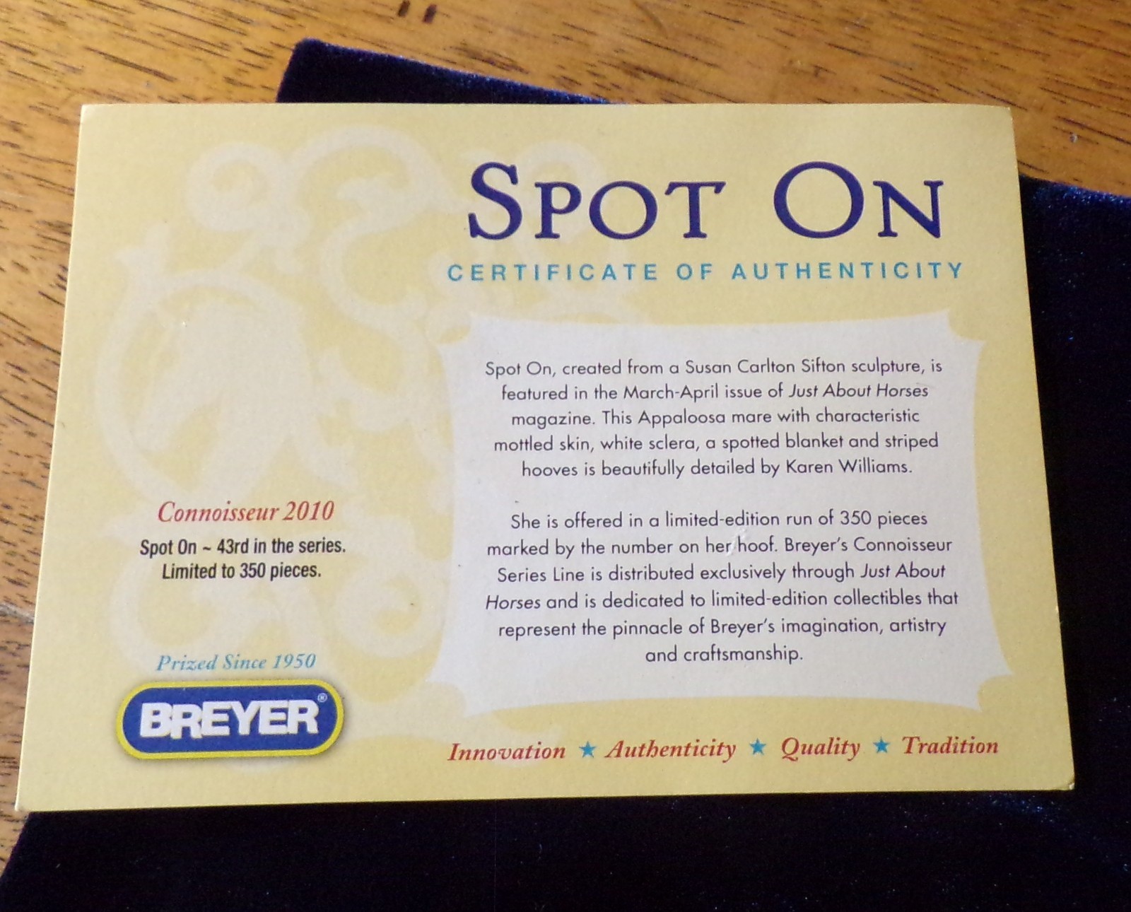 Breyer Spot On Roxy chestnut snowflake blanket 2010 165/350 great shape no rubs