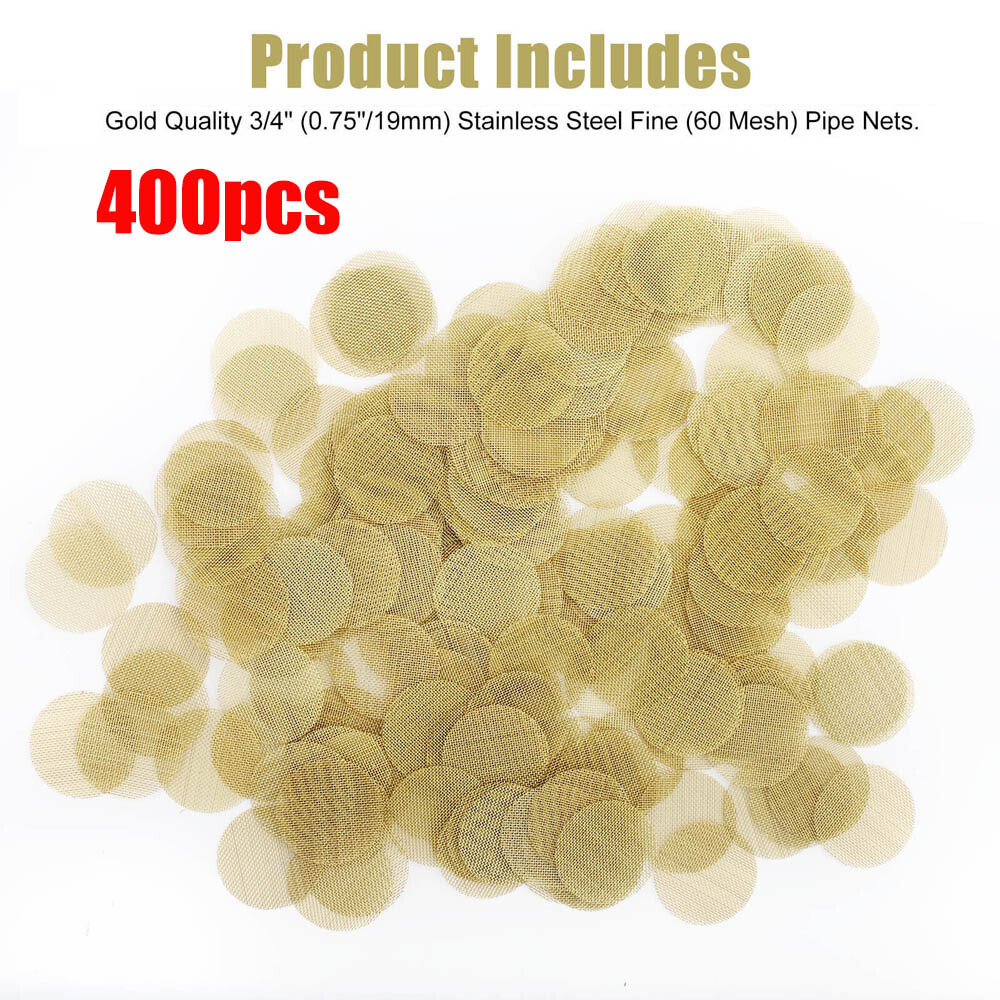 400Pcs Brass Pipe Screens 3/4″ 19mm Heavy Duty Tobacco Smoking Metal Filter Mesh