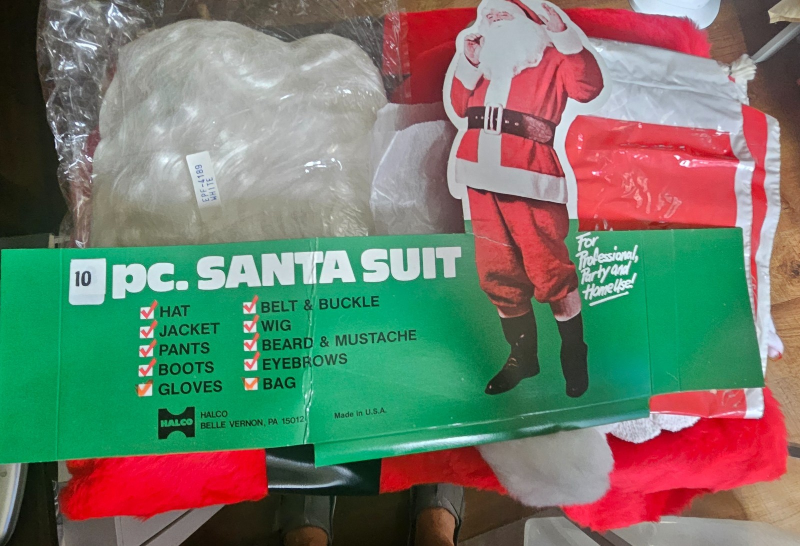 Vintage Halco 8 Piece Santa Suit : New opened package