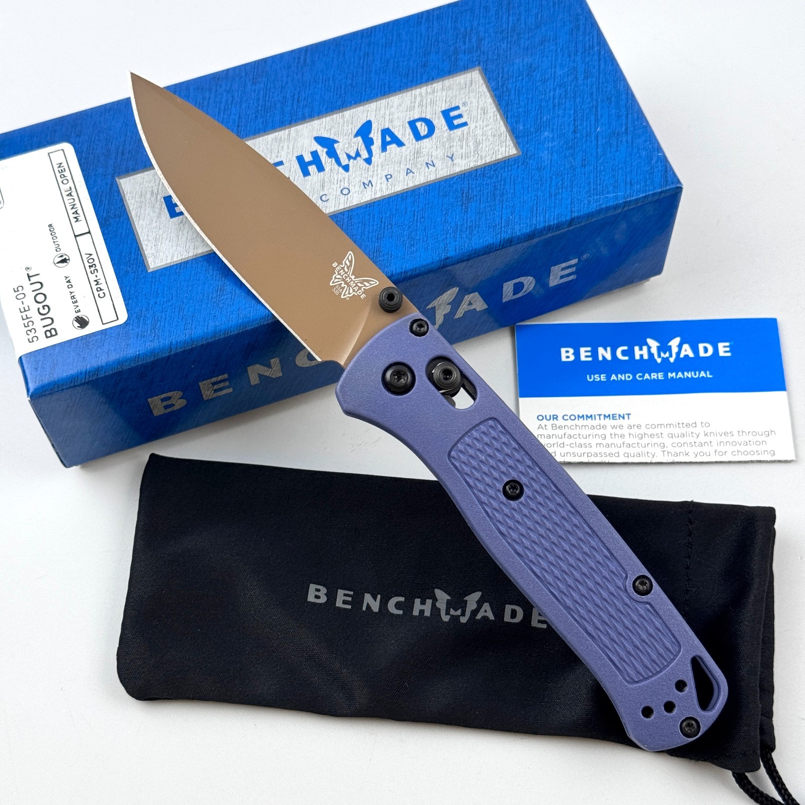 Benchmade Bugout 535 Crater Blue Grivory Handle CPM-S30V Folding Knife