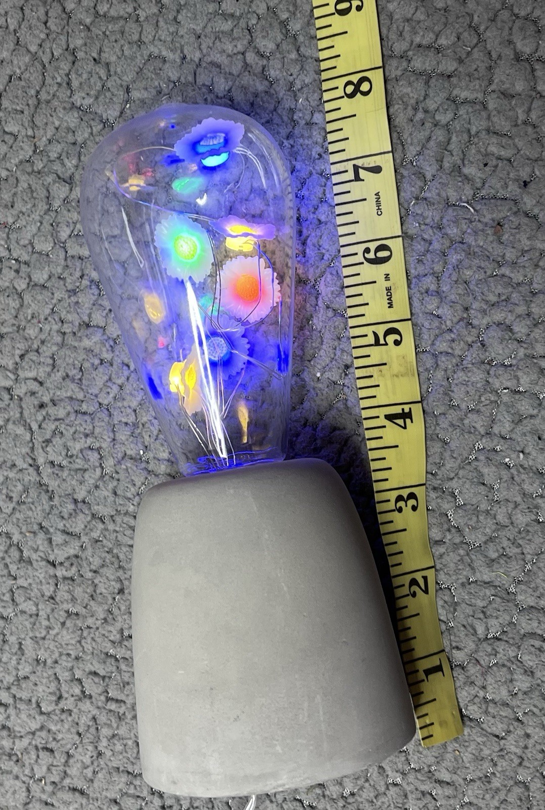 Light Blue Shape Mood Light With Flowers Multicolored White And Clear Small