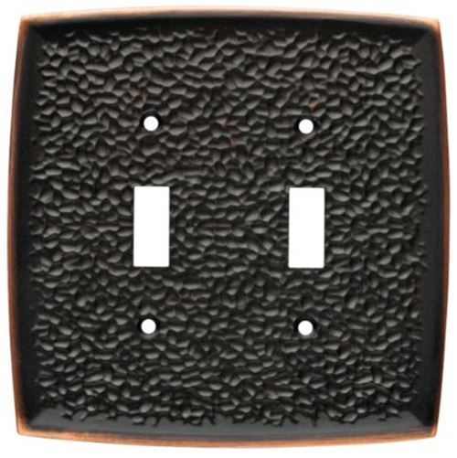 Double Switch Wall Plate – Hammered Bronze with Copper Highlights
