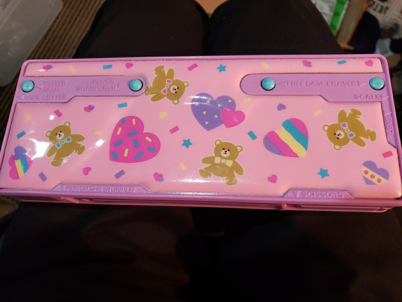 New Vintage Ninety Nine Pencil Case Box Moveable Parts Eraser Scissor Pen 1990
