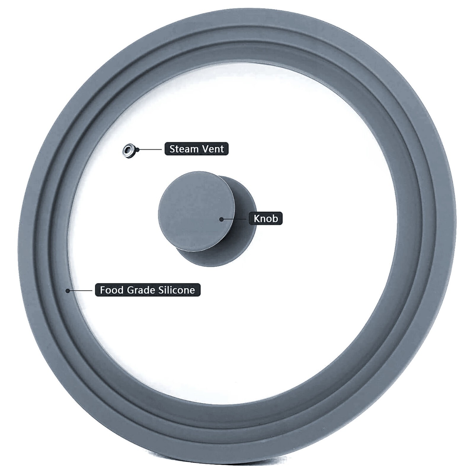 Universal Lid for Pots Pans Skillets, Glass with Silicone Rim Tempered Glass Lid