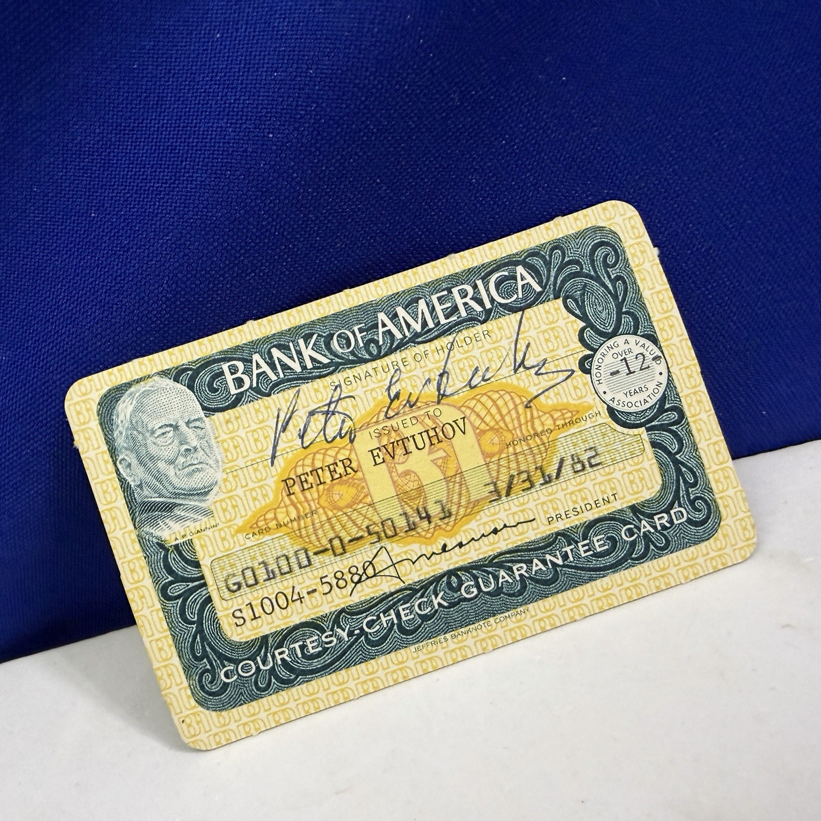 Very Nice Bank Of America Check Guarantee Card Expired 1982 Paper