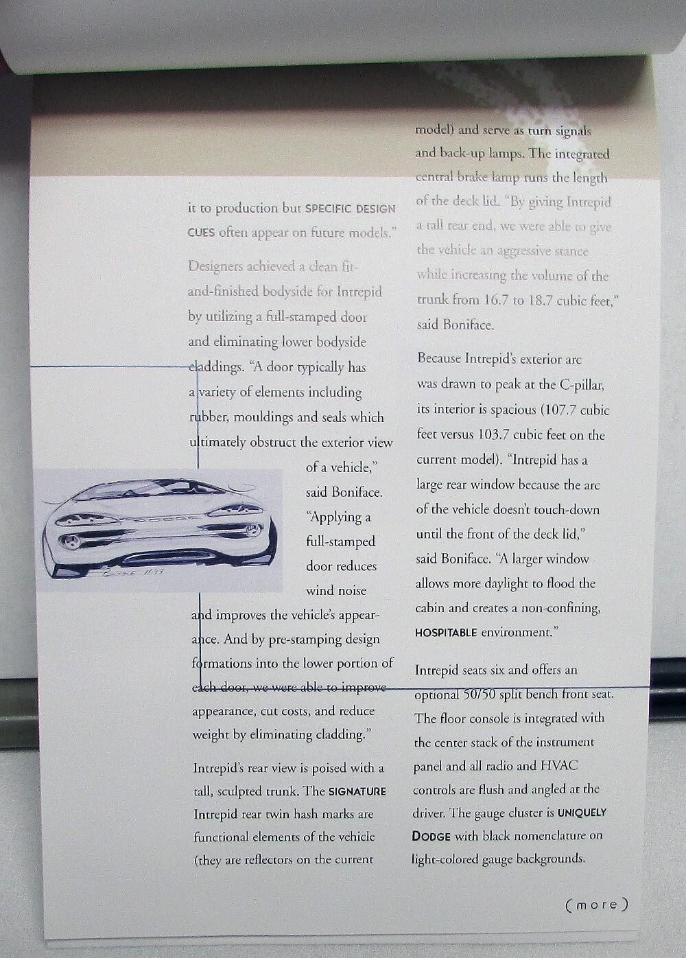 1998 Chrysler Concorde Dodge Intrepid Flip Over Media Information Press Kit
