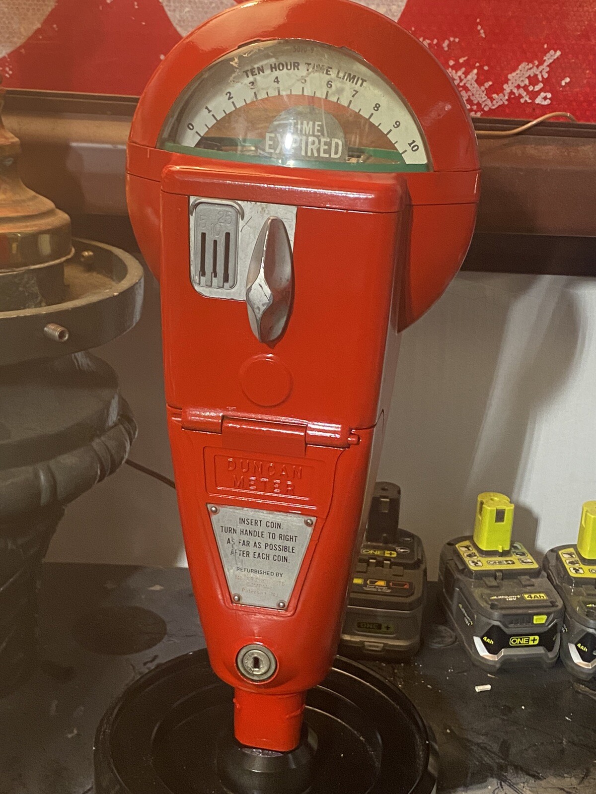 Vintage Red Duncan Parking Meter Working, Duncan 60 original Red, Duncan 70
